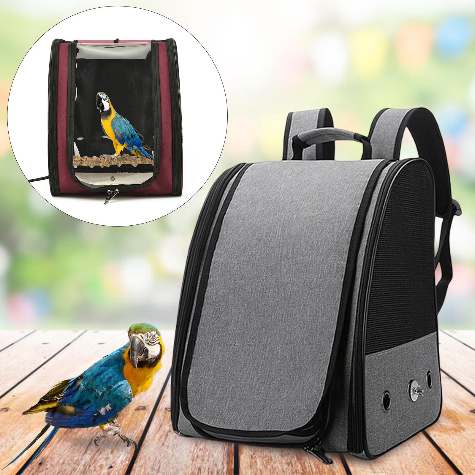 Parrot Carrier Backpack Small Animals Transport Bird Travel Bag Gray