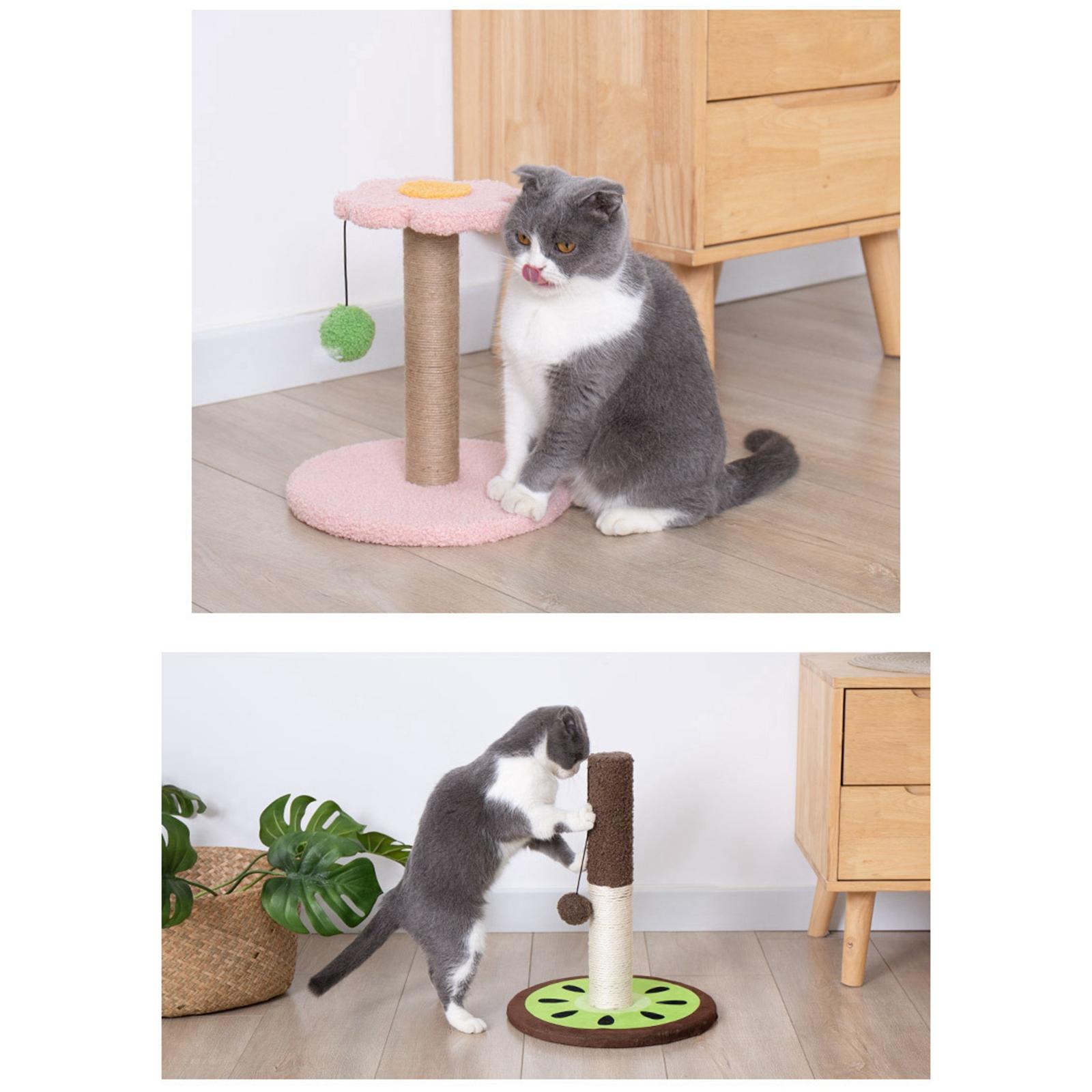 Cat Scratching Post Interactive Toys Scratcher W/ Balls Activity Center Brown