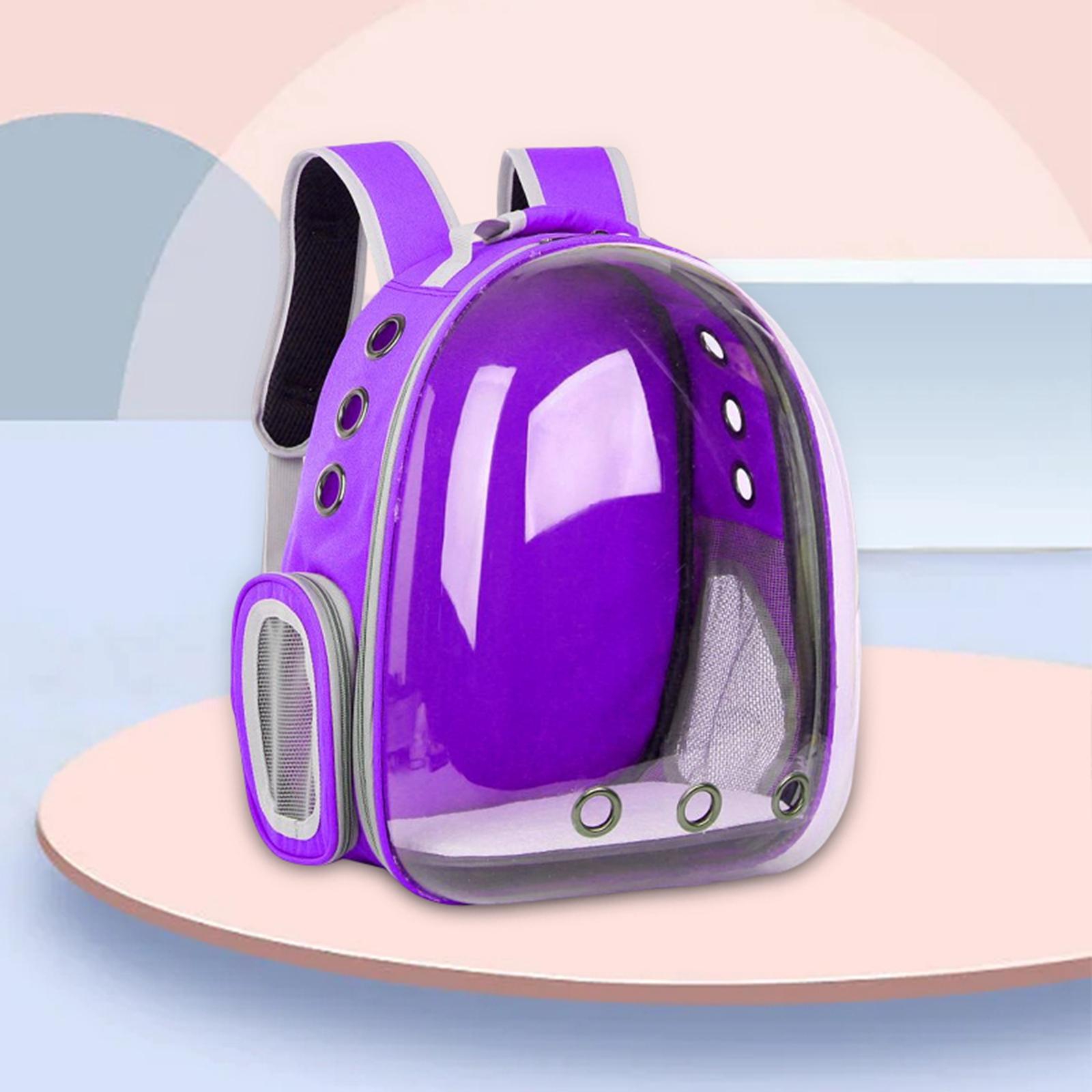 Pet Carrier Backpack Camping Clear Hiking Puppy Carry Bag Handbag Purple