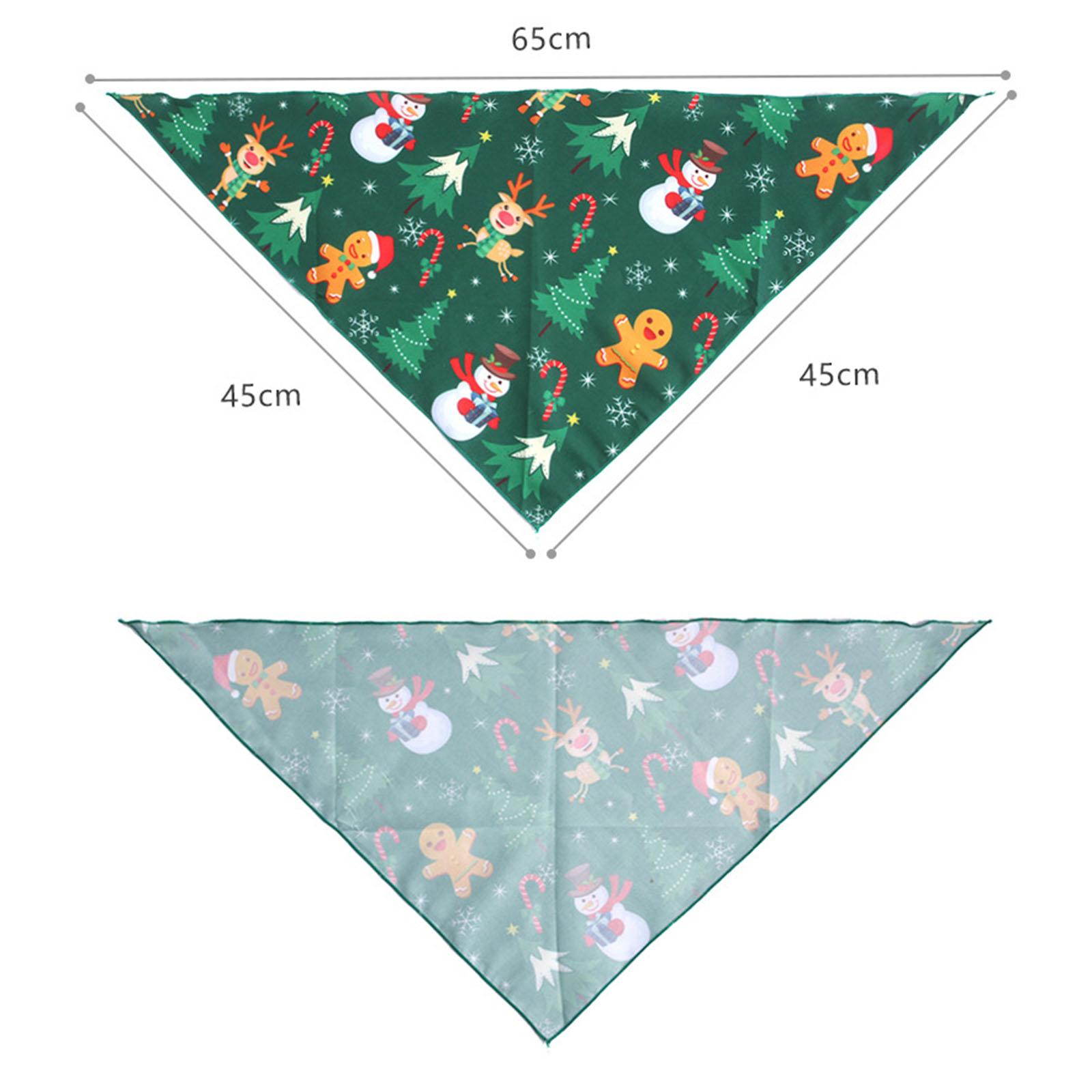 Printing Triangle Scarf Bandana for Small Medium Dogs Cat Green Snowman