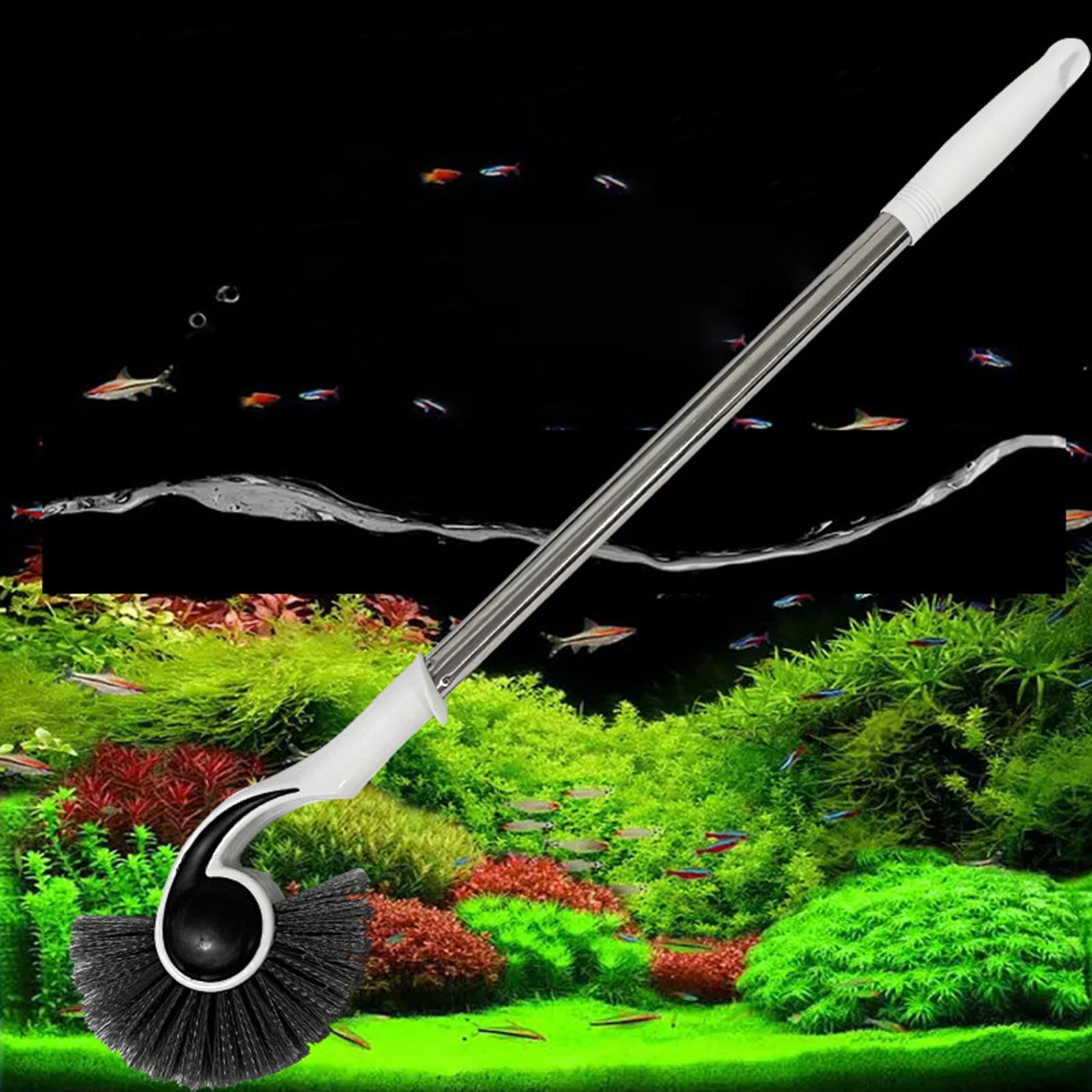 Fish Tank Brush Scrubber Glass Cleaner Algae Removal Reusable Extended Rod