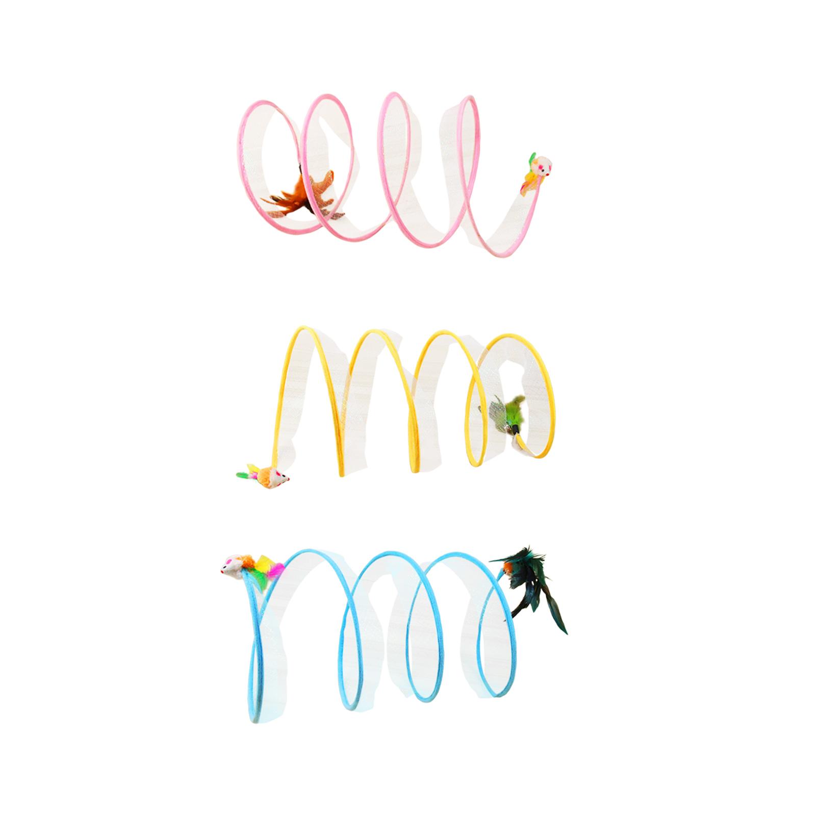 Kitten Tunnel Tube Interactive Cat Toy Kitten Exercising Folding Cat Tunnels Pink