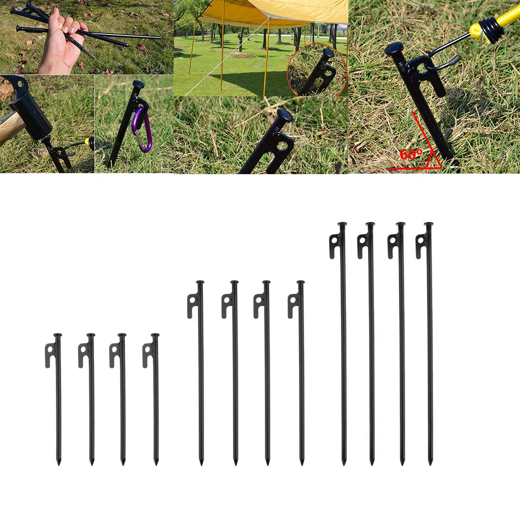 4pcs Heavy Duty Black Steel Metal Tent Pegs Camping Stakes Pegs Ground Nail eBay