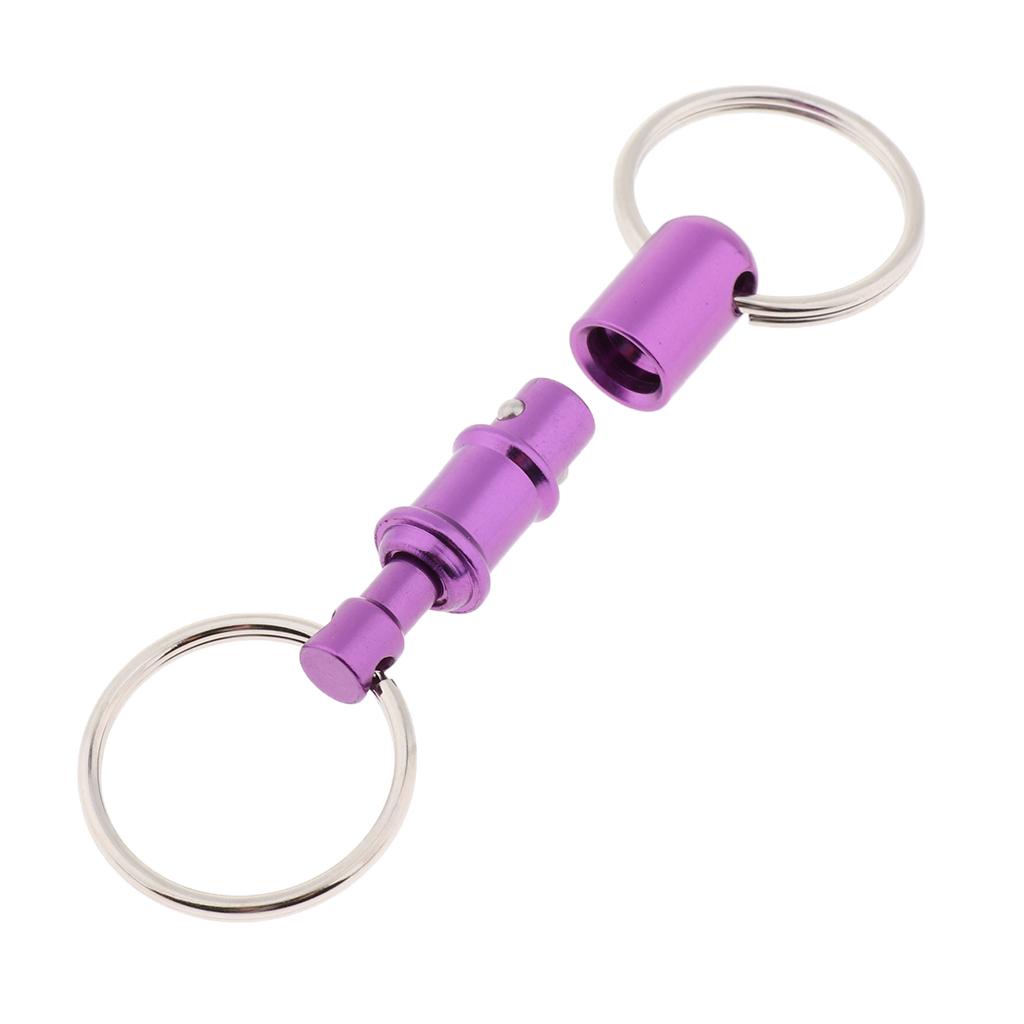2x2 Pieces Breakaway Key Ring Separate Car Keys Quick Release Keychain Purple