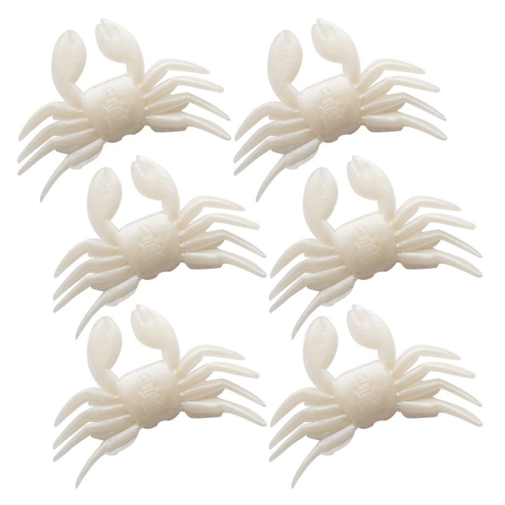 6PCS Crab Artificial Lure Soft Fishing Lures Lifelike Shrimp Baits White