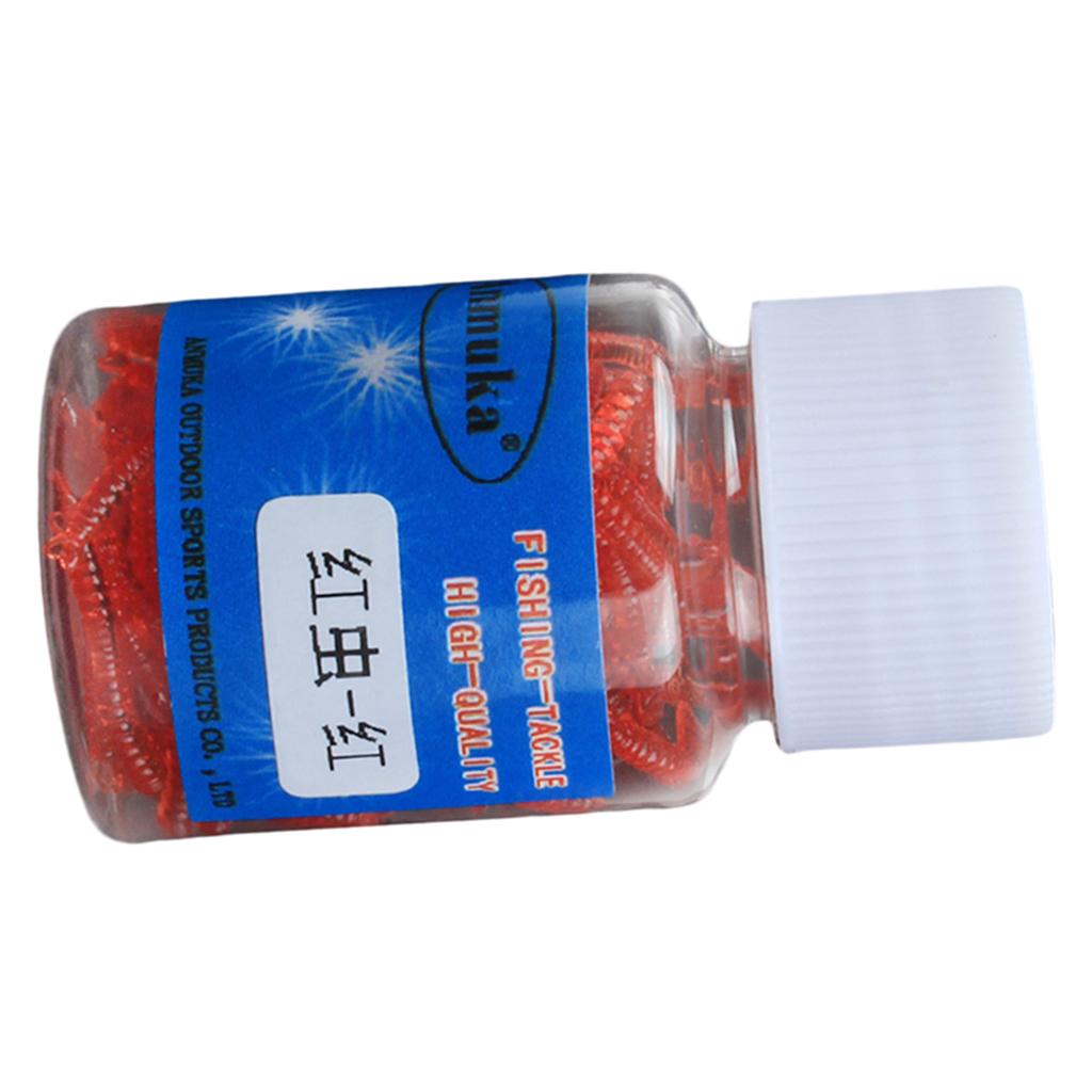 1 Box Imitation Earthworm Artificial Soft Bait Fishing Lure Red