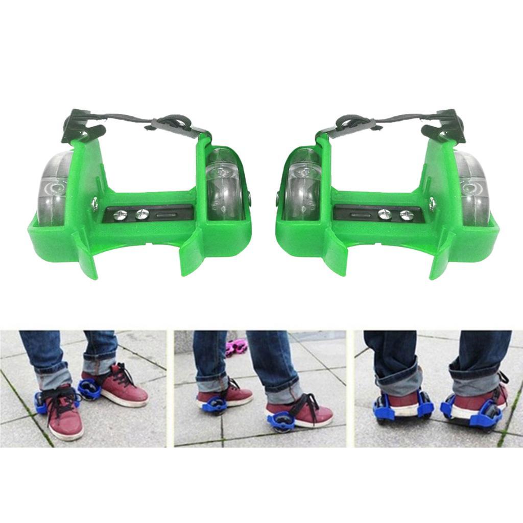 Adjustable Kid Heel Wheels Skates Roller Flash Roller Skating Shoes Green