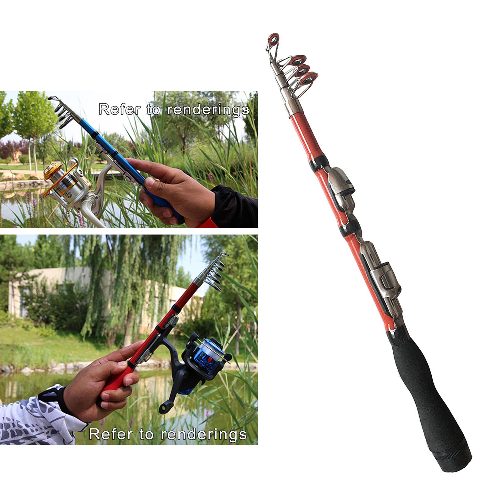 Carbon Telescopic Fishing Rod Sea Boats Fishing Spinning Pole Red 1.0m