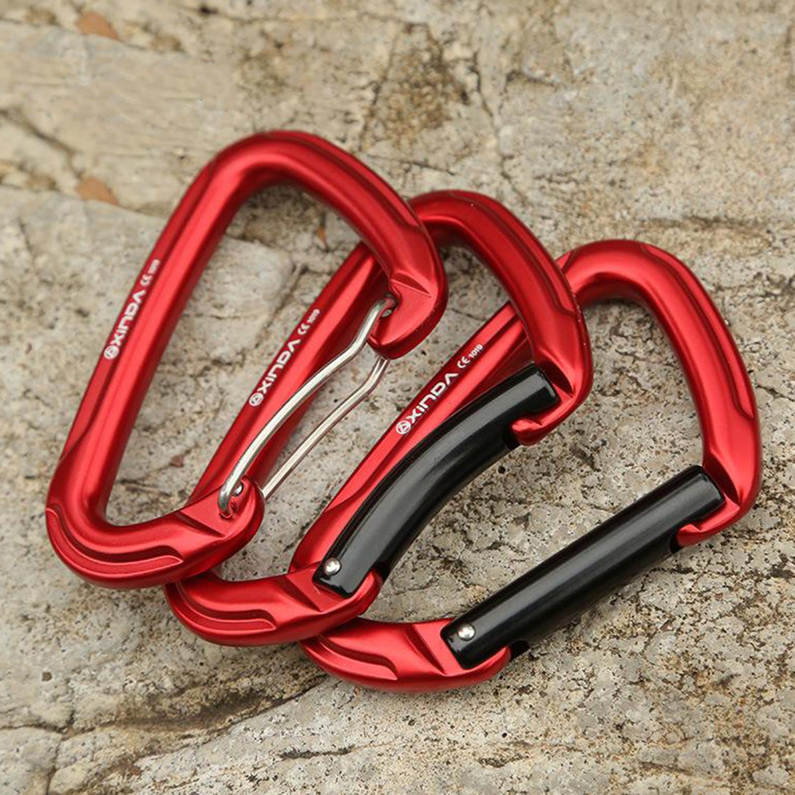 25KN Carabiner 4" Gate Auto Locking Lock Keychain Clasp Red Bent Gate