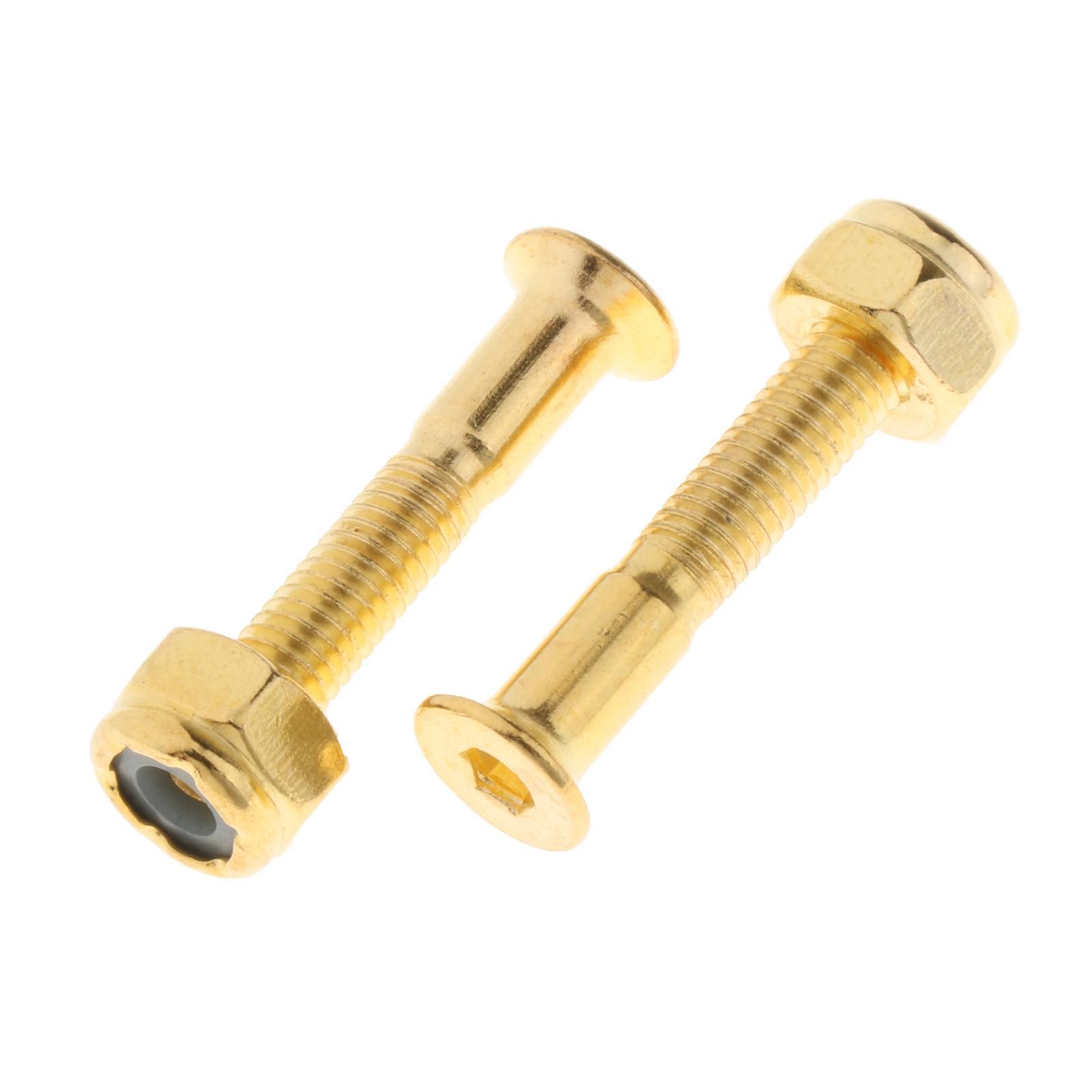 8x Longboard Skateboard Wheel Repair Hardware Screws with Wrench 1'' Golden