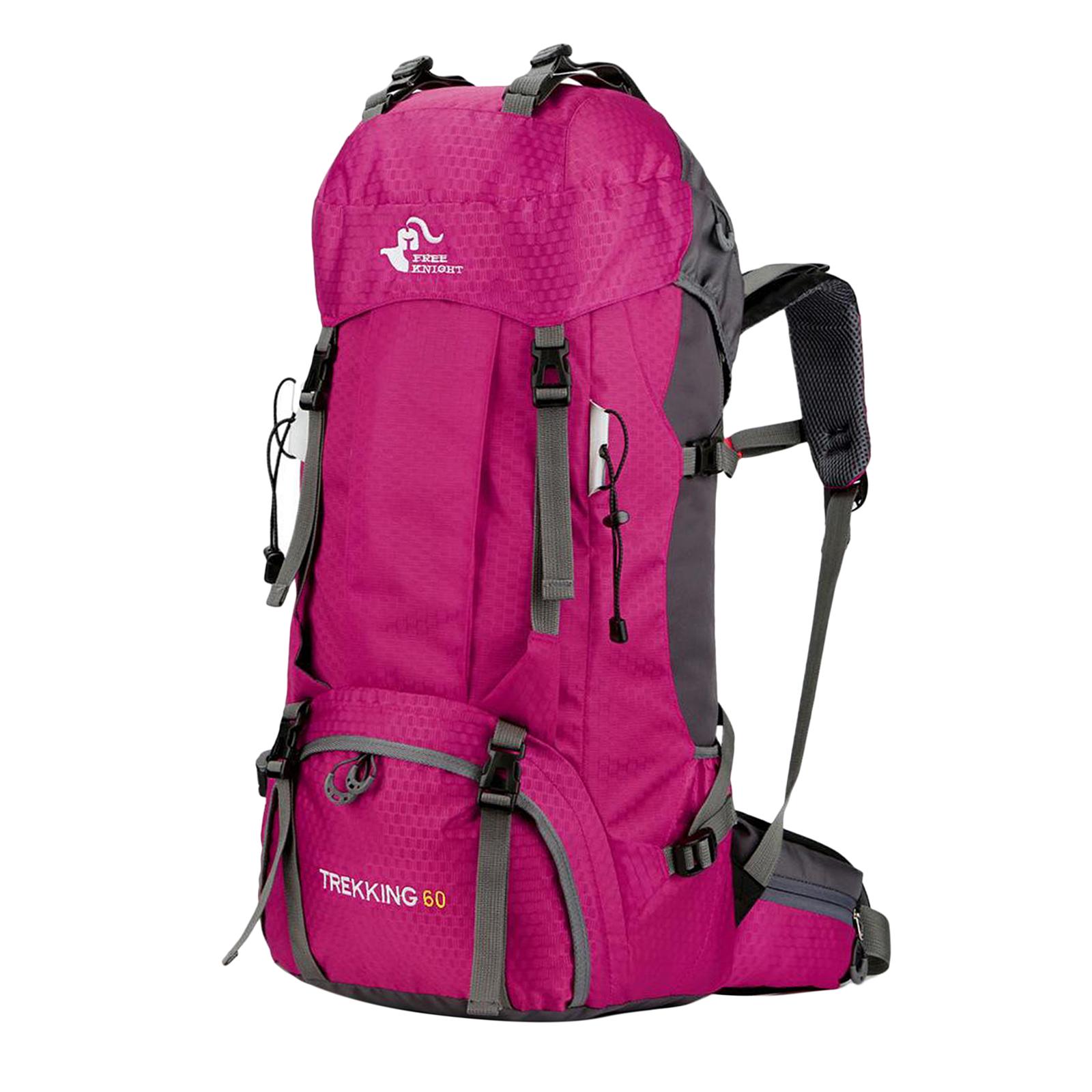 Waterproof 60L Backpack Rucksack Hiking Camping Trekking Bag Pack Pink