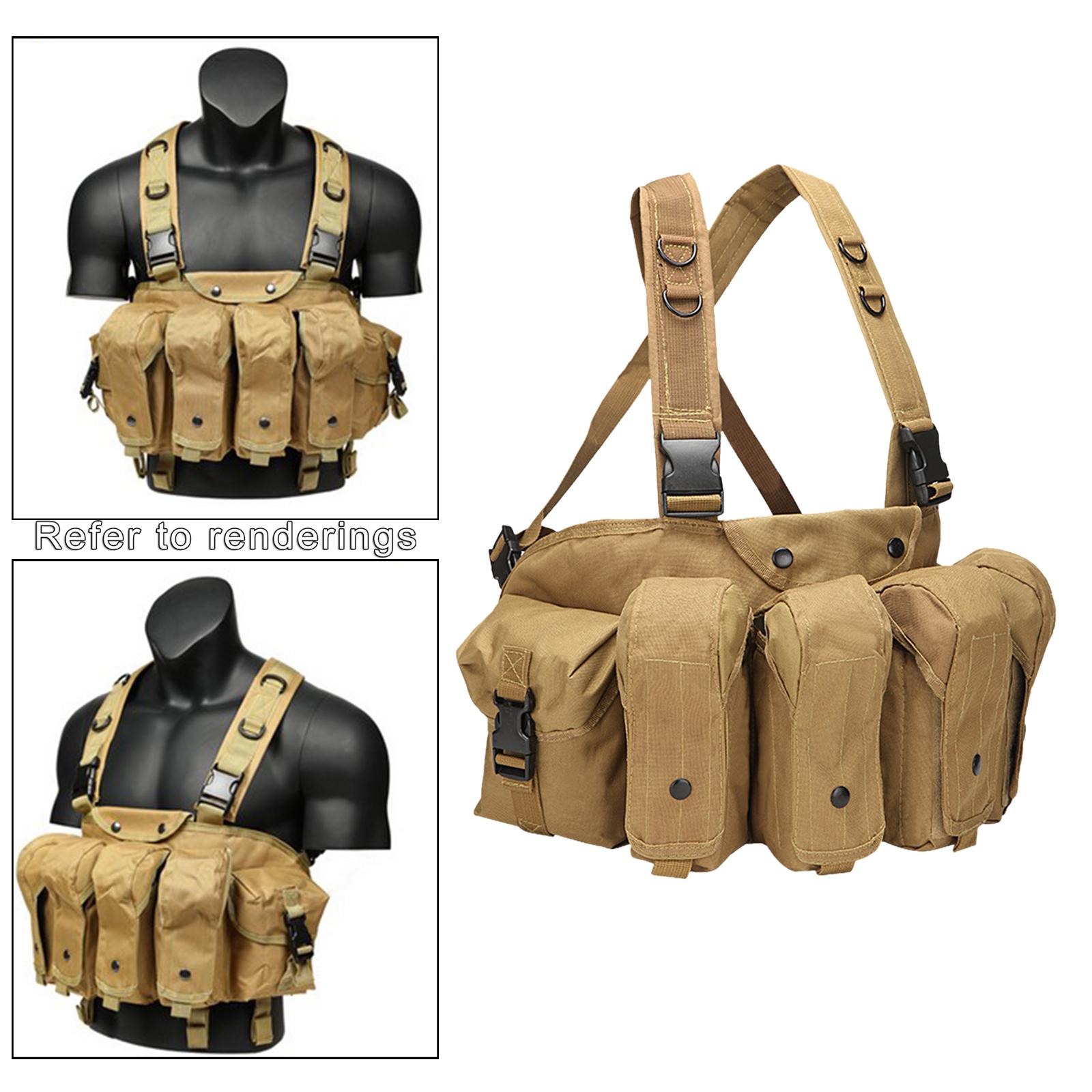 MOLLE Harness Chest Rig Adjustable Tactical Modular Vest Brown