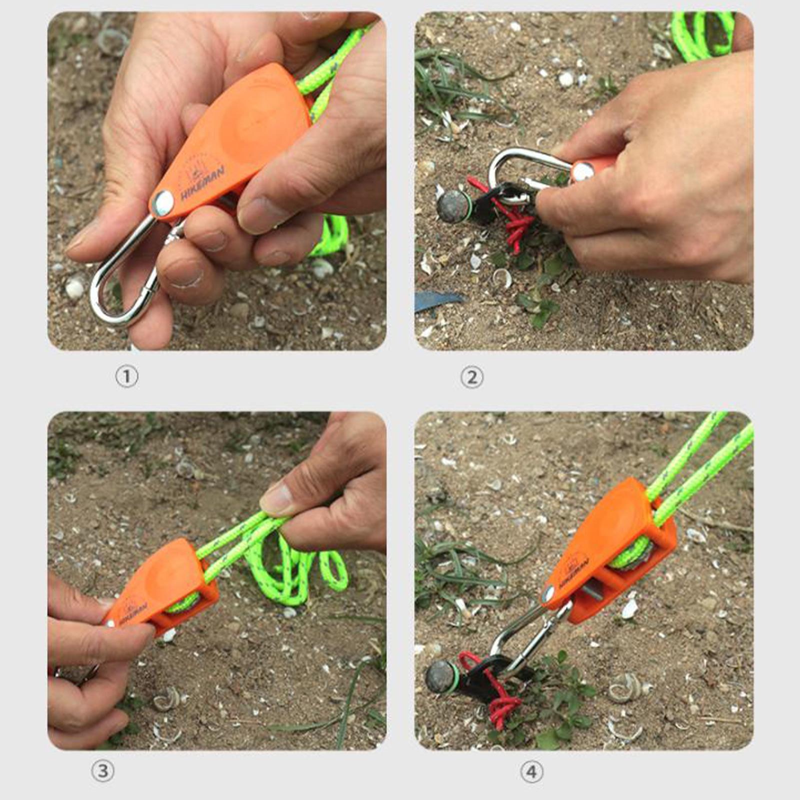 Pulley Ratchet Rope Hanger Camping Reflective Wind Rope Orange Green