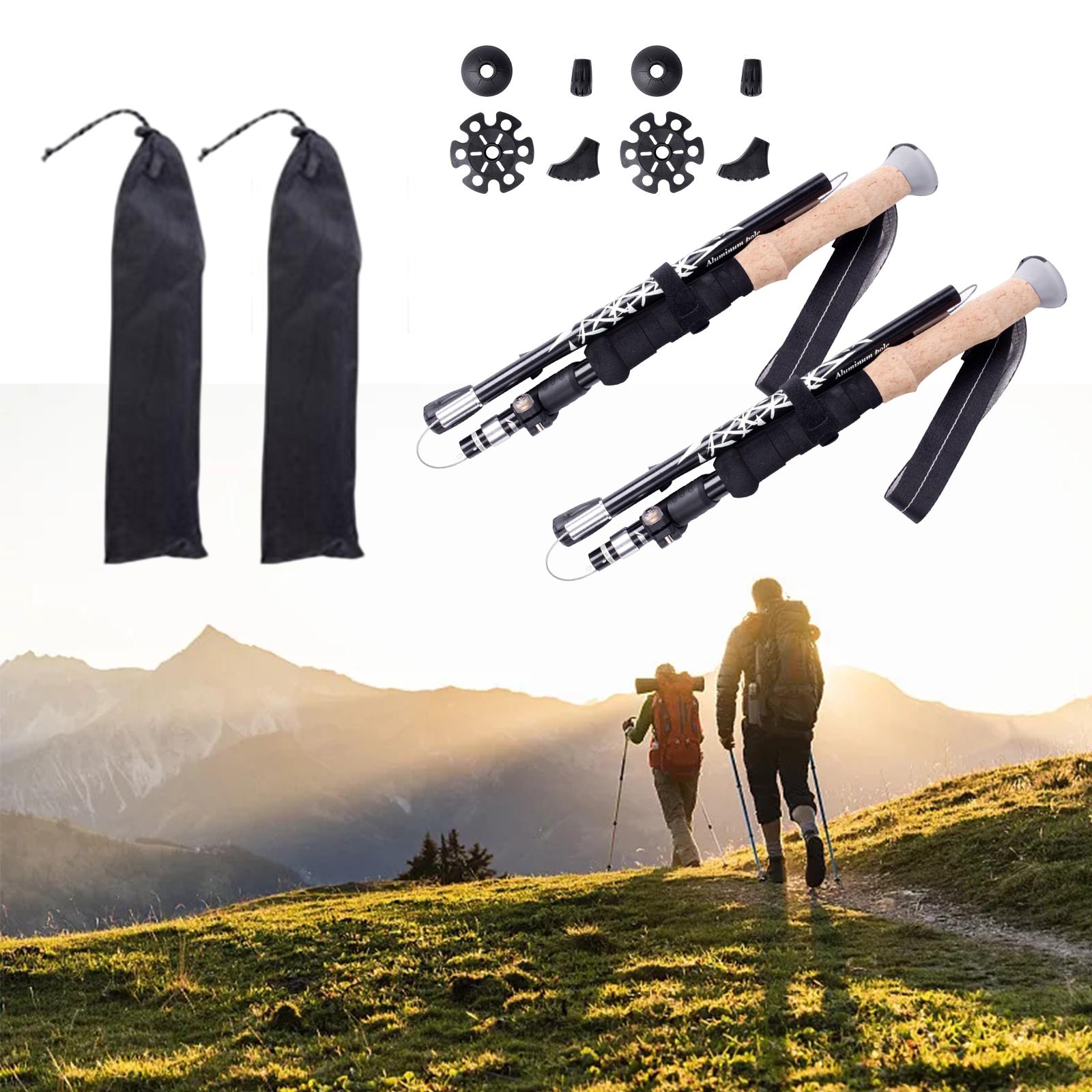 Folding Cane Aluminum Hiking Trekking Poles for Climbing Mountaineering 110cm