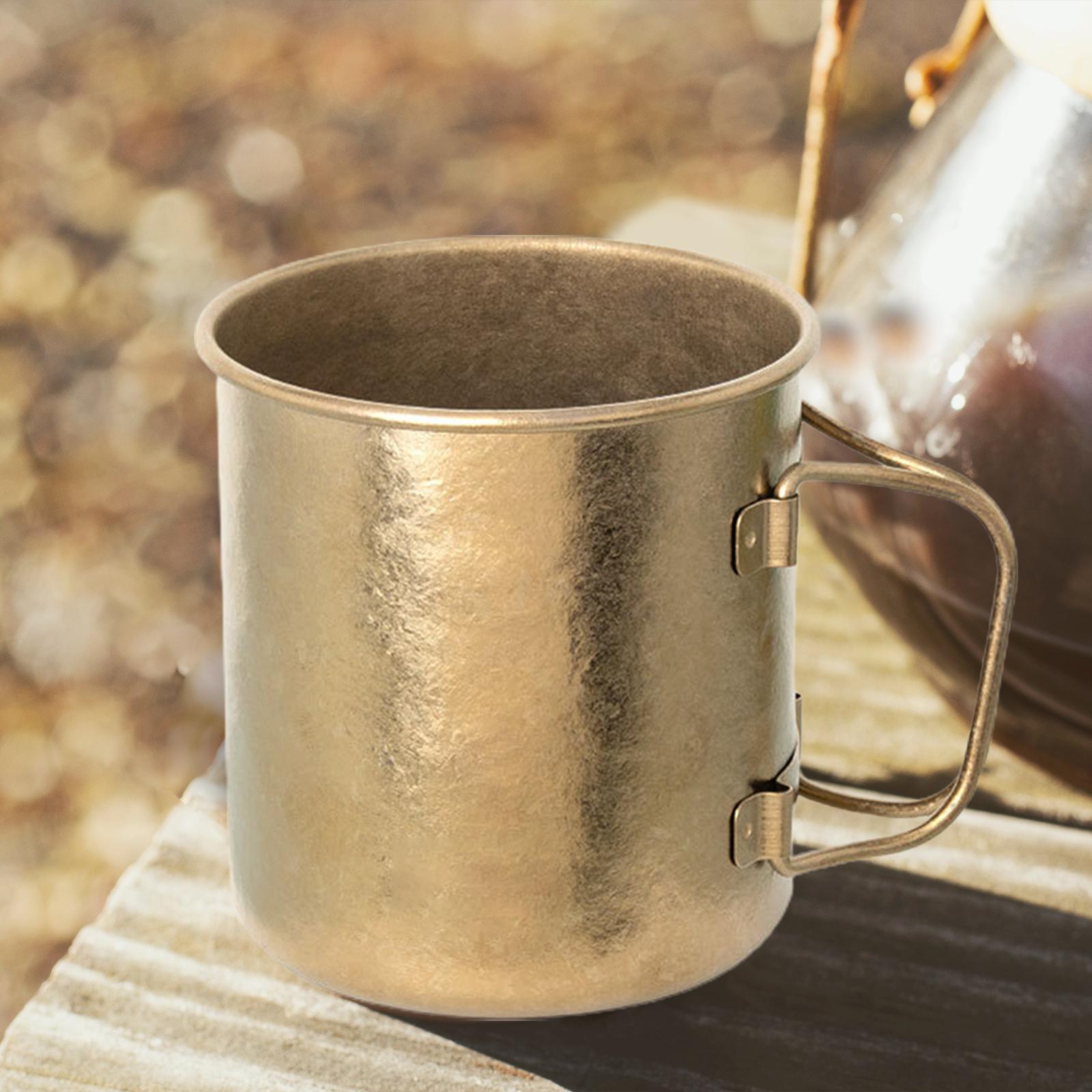 Camping Water Mug Folded Handle Durable Titanium Water Cup for Drinking