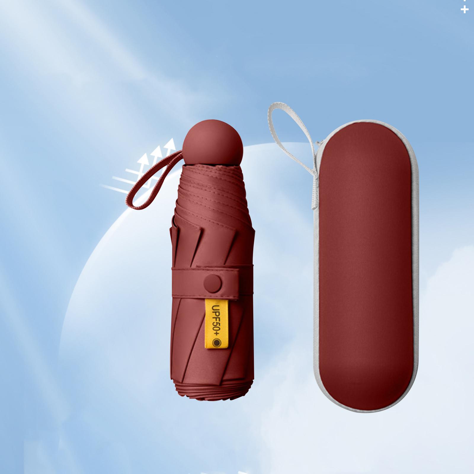 Mini Umbrella Tiny UV Umbrella Purse Umbrellas Windproof Durable Collapsible Red