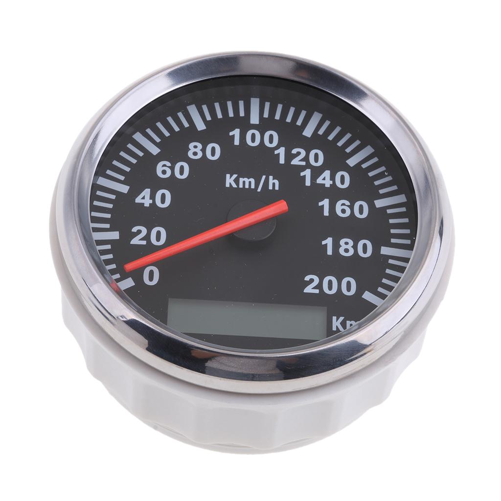 Car   Speedometer Stainless Waterproof White Digital Gauge 200km/h 85mm