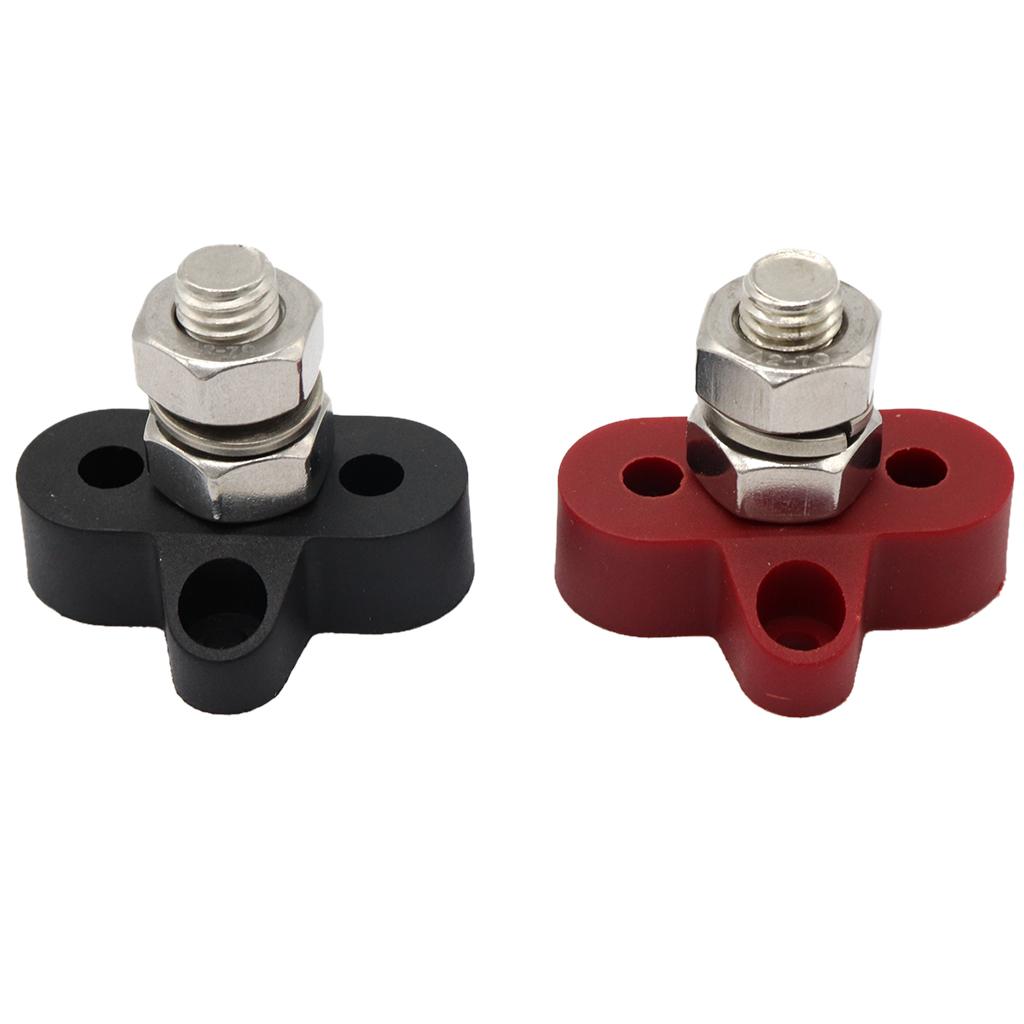 2x2pcs Junction Block Power Post Stainless Steel Insulated Terminal Stud M10