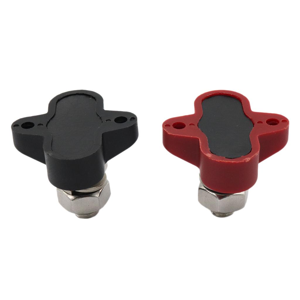 Red + Black Stainless Steel Insulated Terminal Block Heavy Duty 3/8" Stud