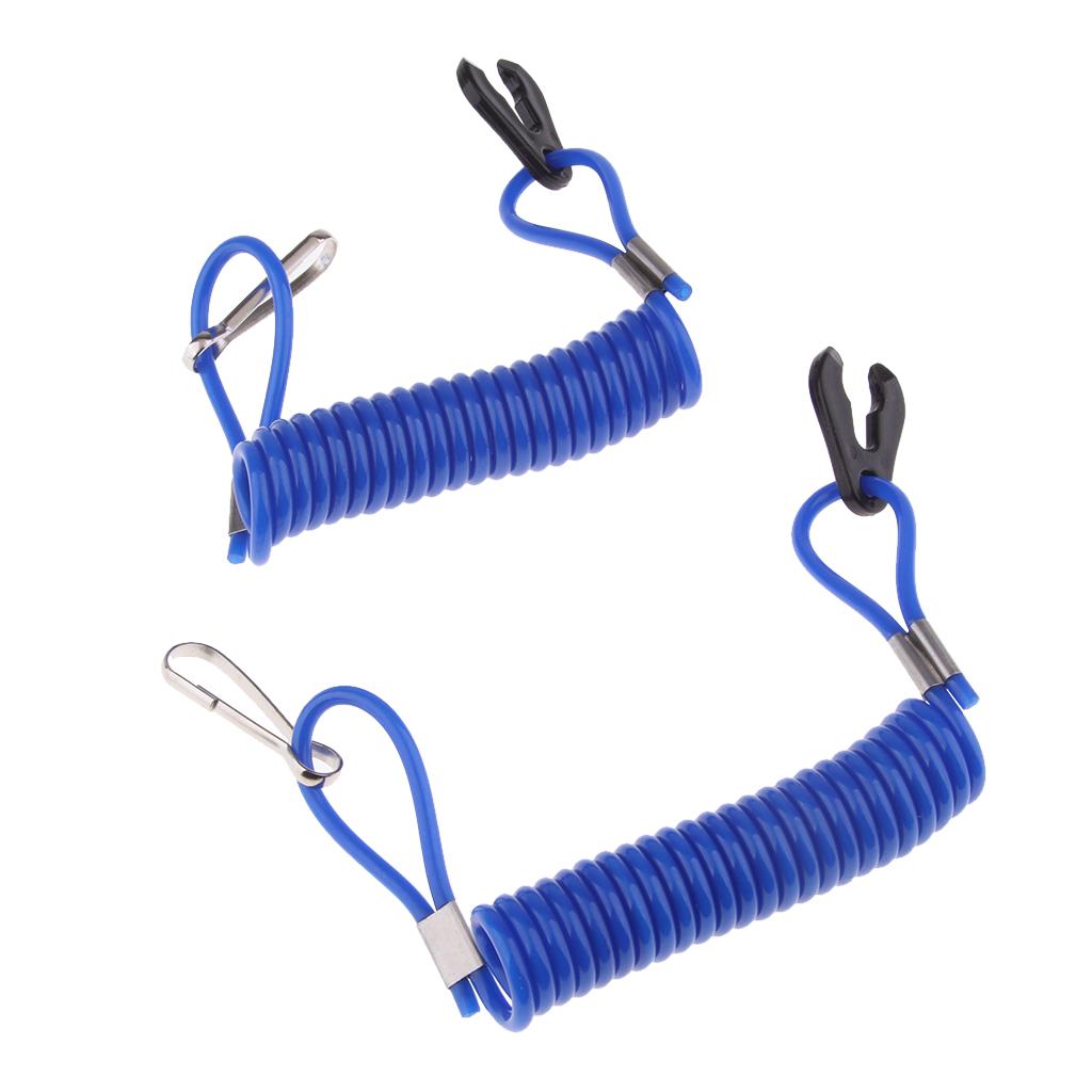 2 Pieces Boat Kill Switch Safety Lanyard Blue for Yamaha Outboard