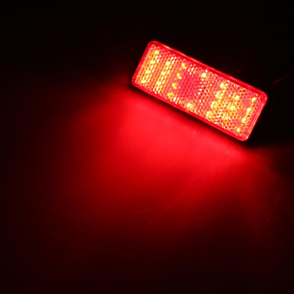 Motorcycle Scooter Brake Stop Light LED Rectangle Reflector Red