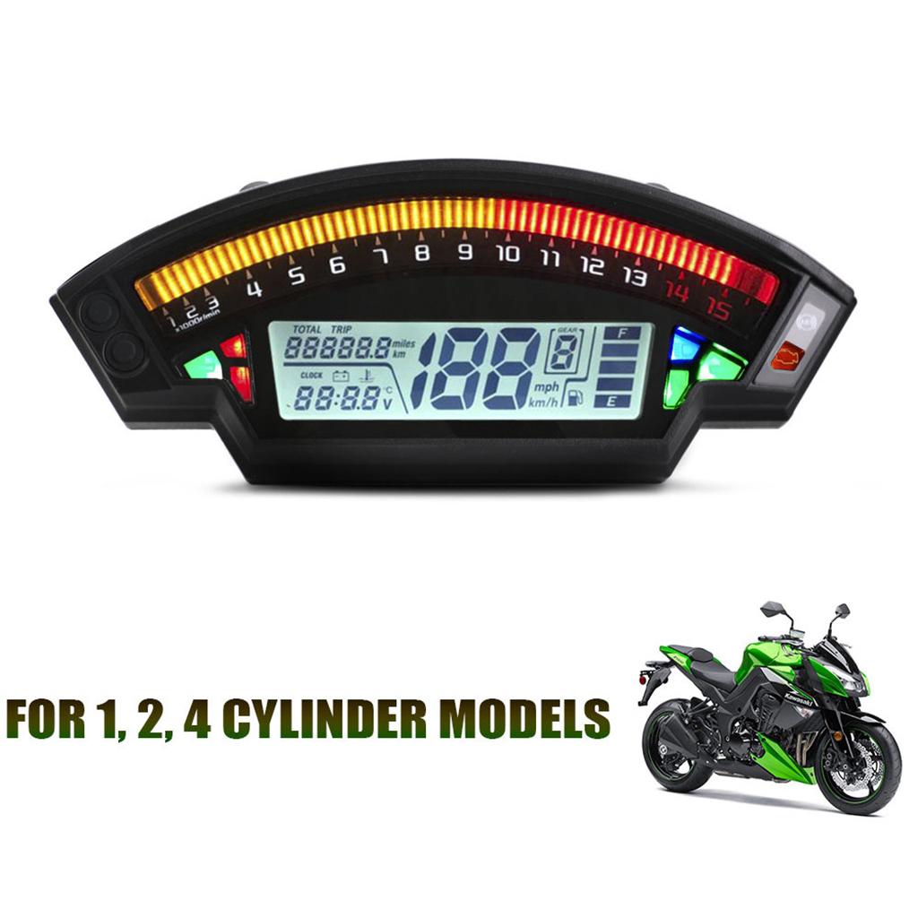 Motorcycle Universal Digital Speedometer Odometer For 1,2,4 Cylinders