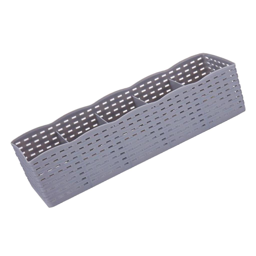 5 Grids Hollow Out Storage Basket Sundries Underwear Organizer Box Grey
