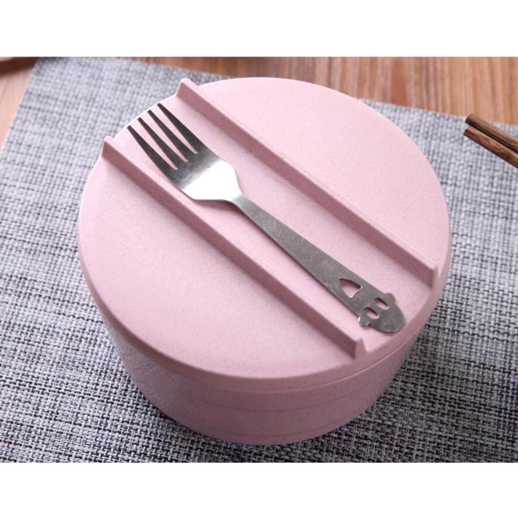 Wheat Straw Rice Noodle Bowl with Cover Pink