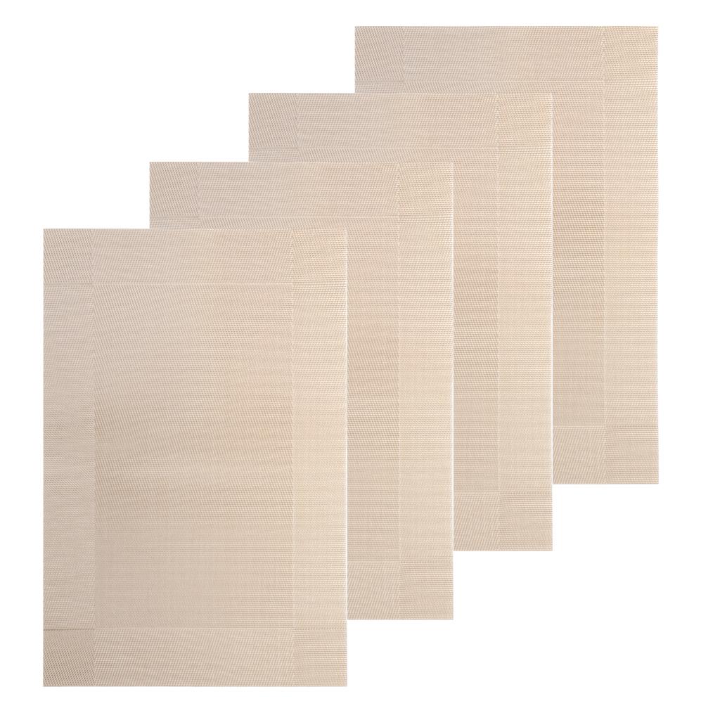 4pcs PVC Rectangle Placemat Heat Insulation Pad Dining Table Mat Khaki