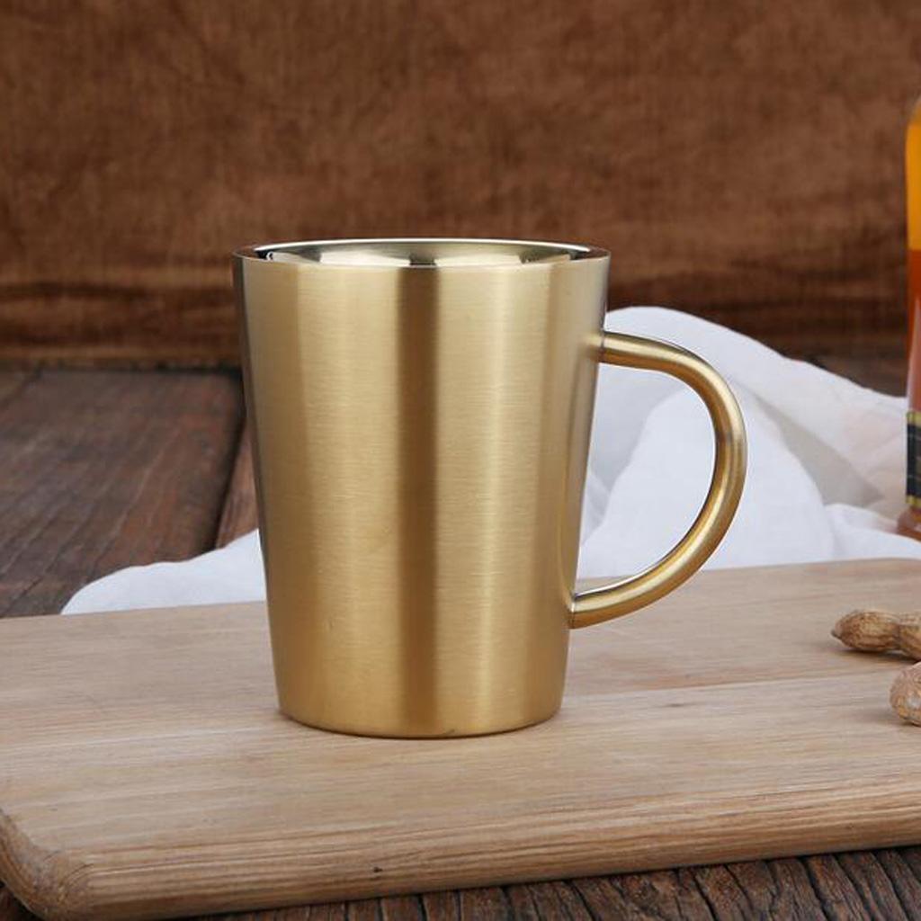 Stainless Steel Coffee Mug Beer Mug Double Wall Drinking Mug 350ml Golden