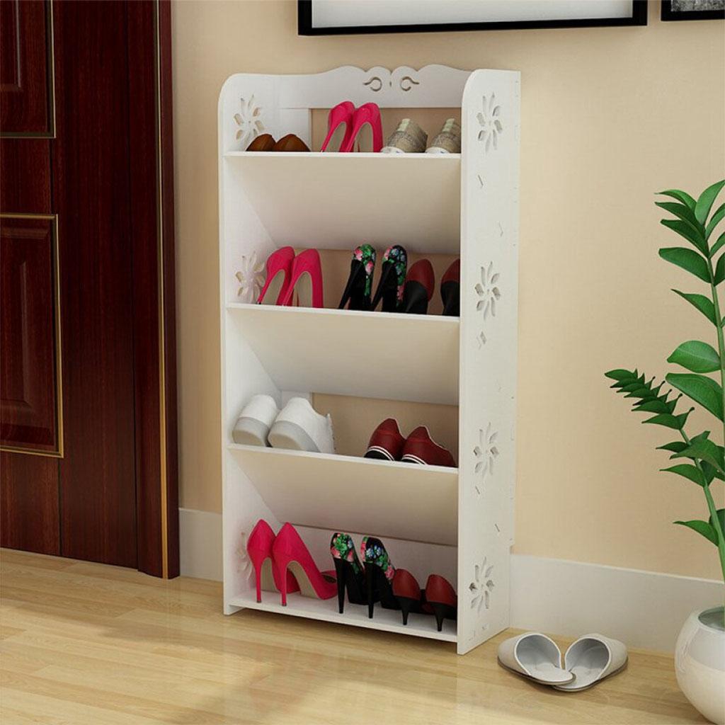 Four-Layer Shoe Cabinet Household Shoe Rack Large Capacity Carved Shoe Stand