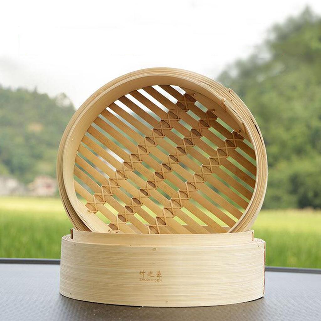 Kitchen Bamboo Steamer Basket Asian Food Dumpling Steamer 7.9inch Basket