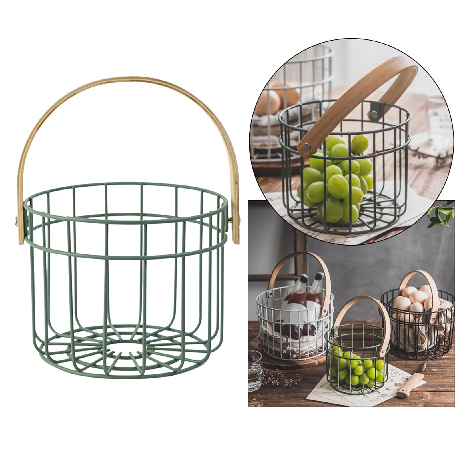 Metal Wire Egg Basket for Collecting Chicken Eggs Holder Green S