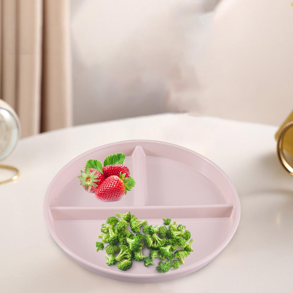 3xDivided Plates, 3 Compartment Reusable Lightweight for Dinner Training 