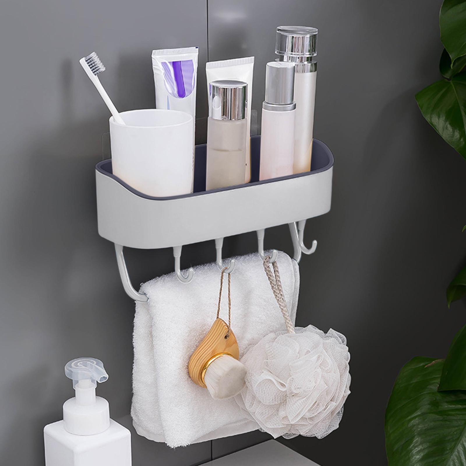 Wall Mounted Shower Caddy Shower Basket Shelves Racks for Toilet Beige