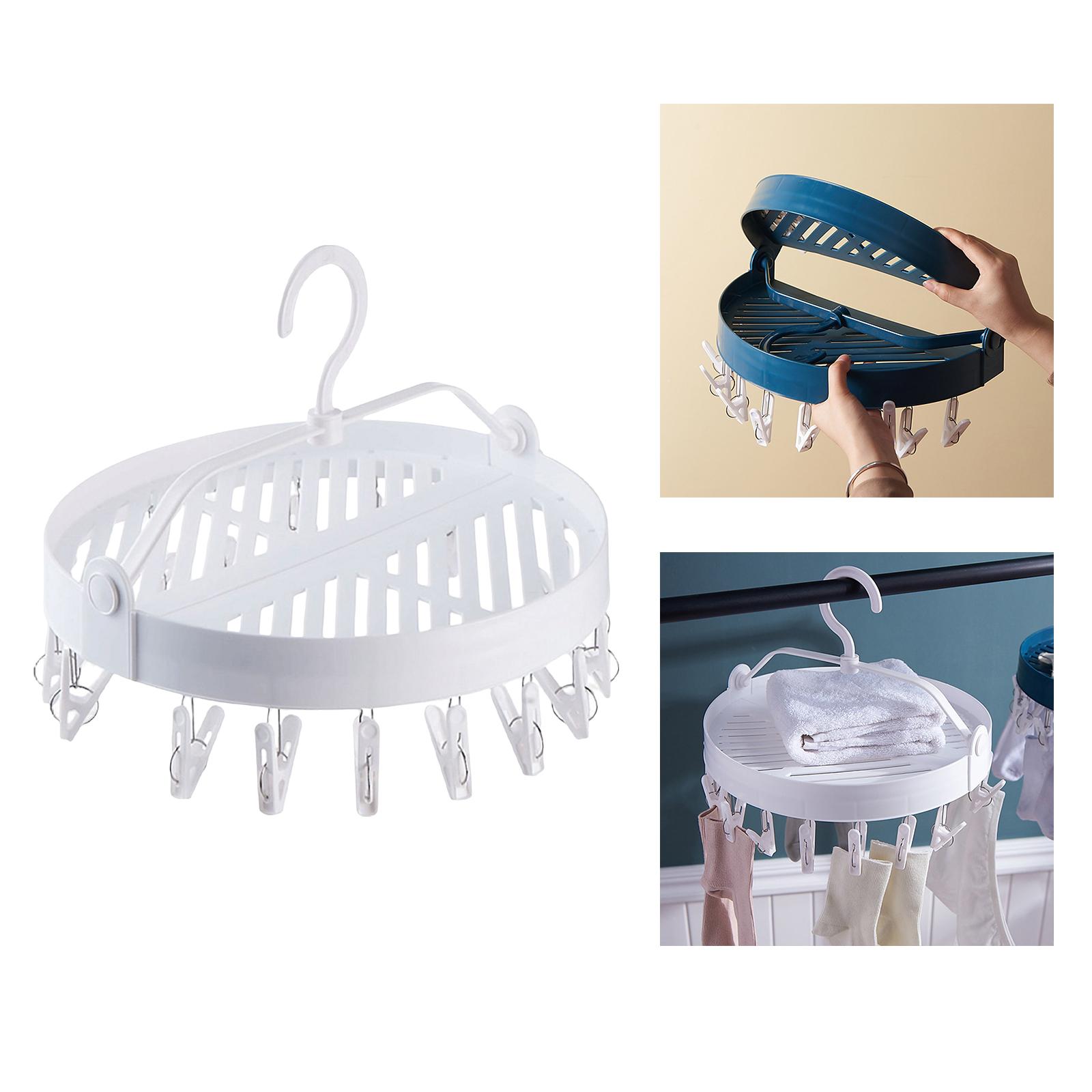 Hanging Drying Hanger Rotatable Folding for Socks Towels Underwear  White