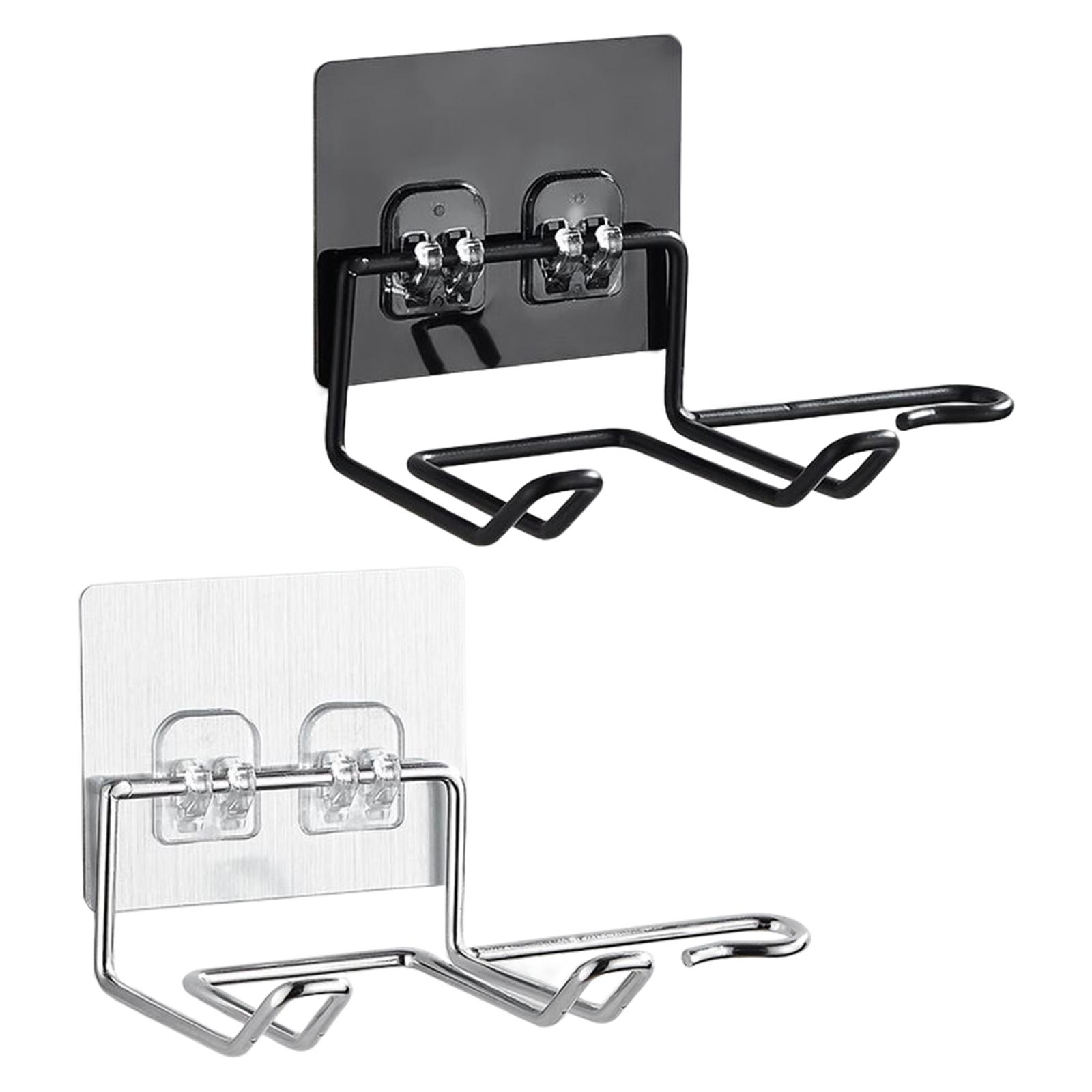 4xHair Dryer Holder No Drilling Styling Tool Organizer Sturdy Bathroom Silver