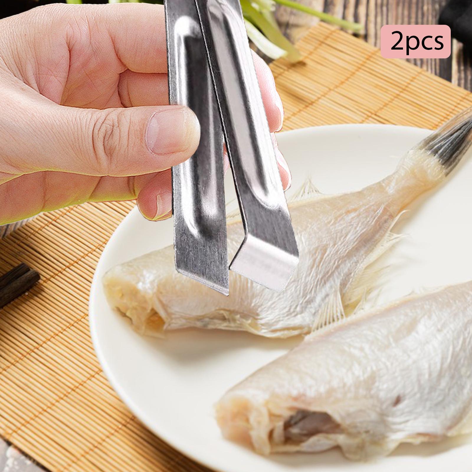2x Fish Bone Tweezers Serving Appetizers Tongs Kitchen Gadgets Garlic Peeler