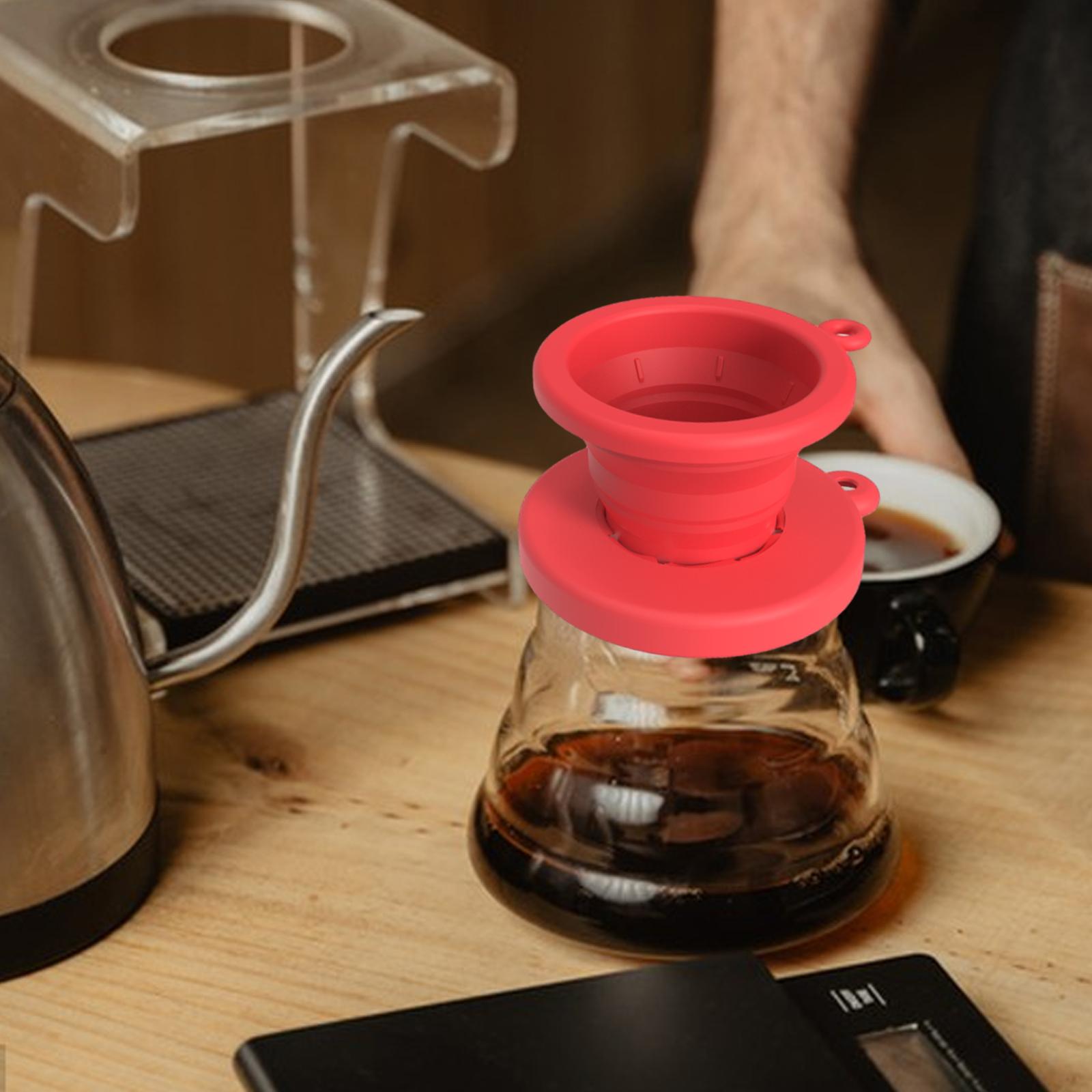 Silicone Reusable Coffee Maker Collapsible Coffee Dripper for Hiking Camping Red