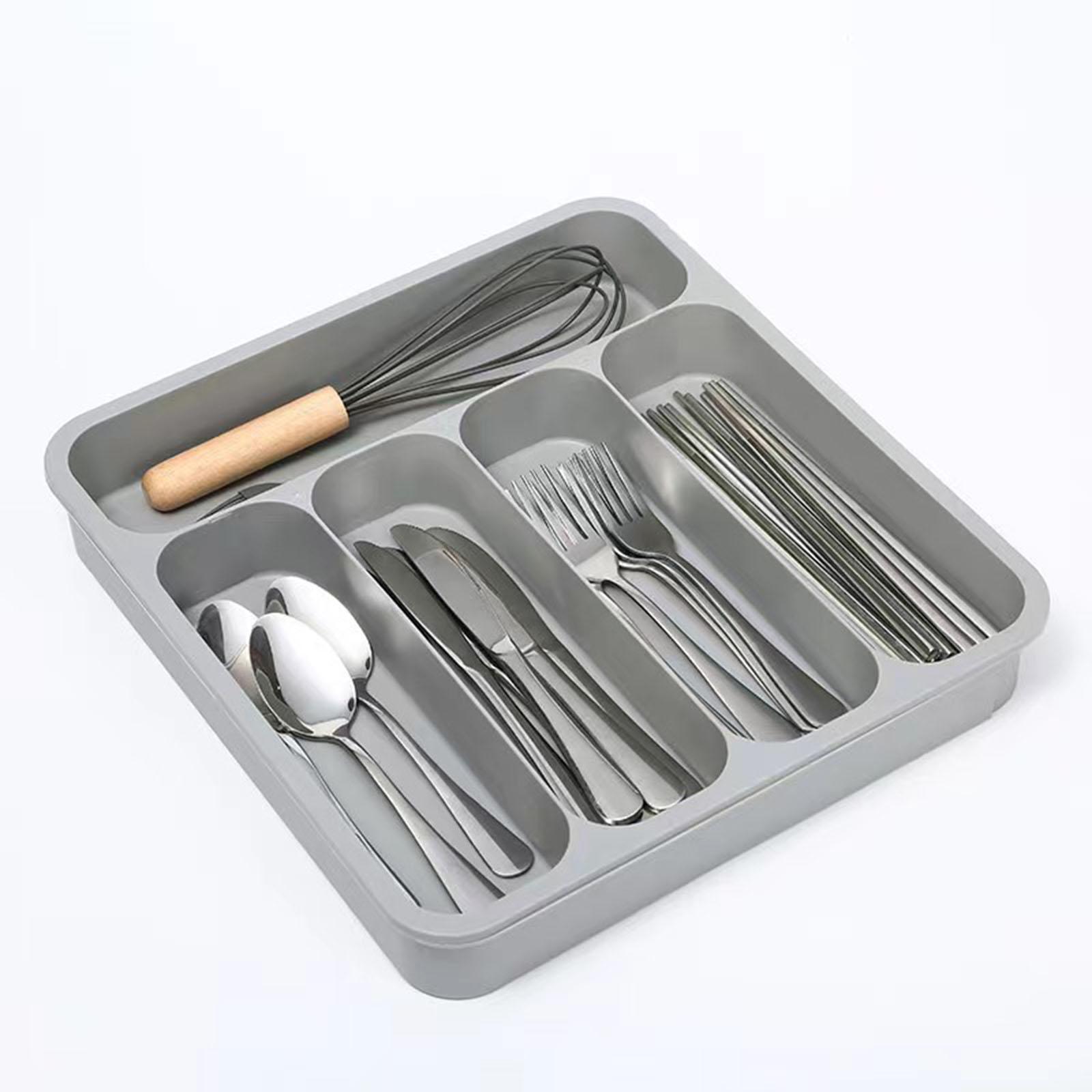 Cutlery Tray Drawer Dividers Expandable Utensil Flatware Tableware Organizer Grey