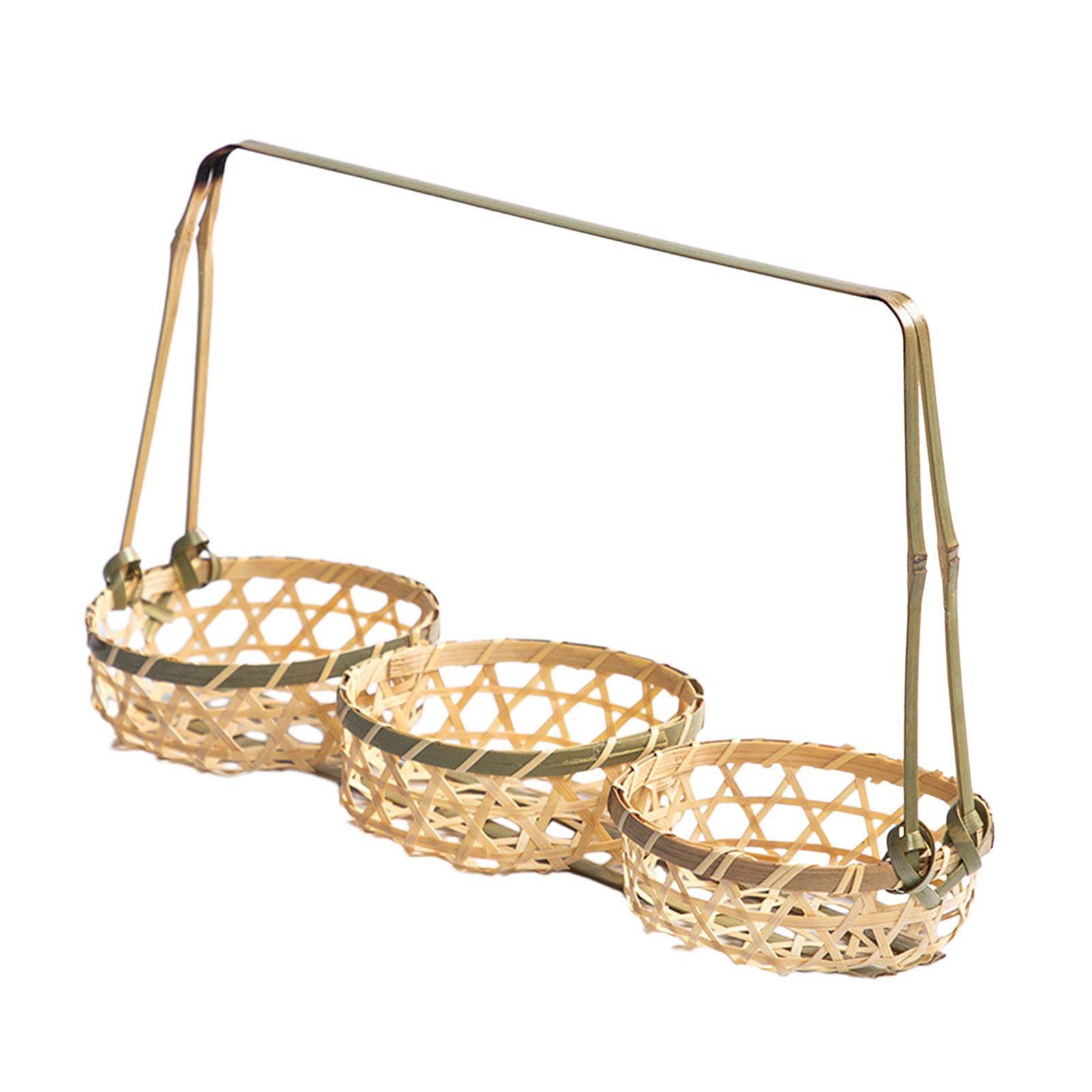 Bamboo Serving Basket Three Basket