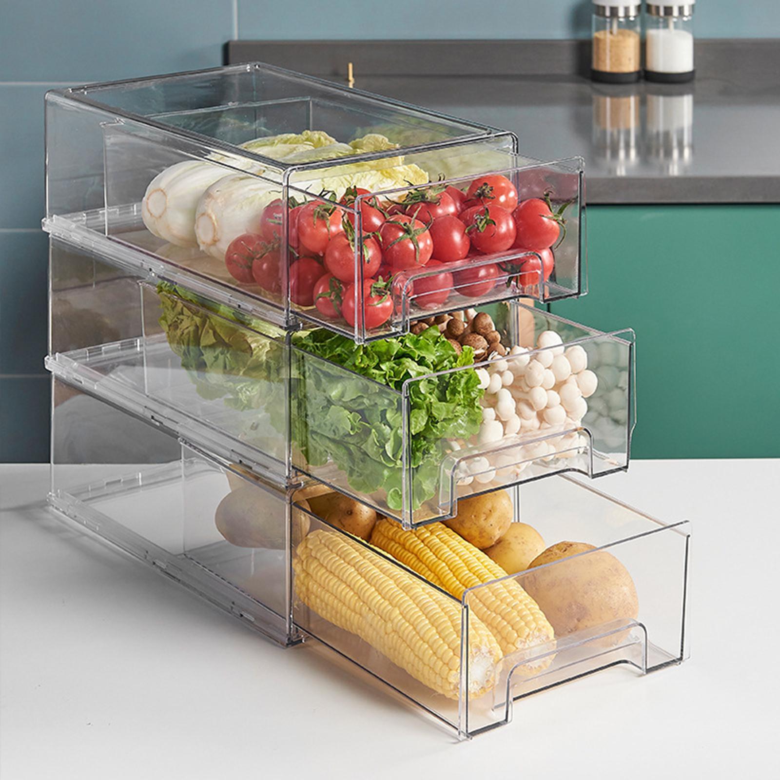 Fridge Organizer Stackable Kitchen Organization Friut Containers Lettuce Egg Extra Large