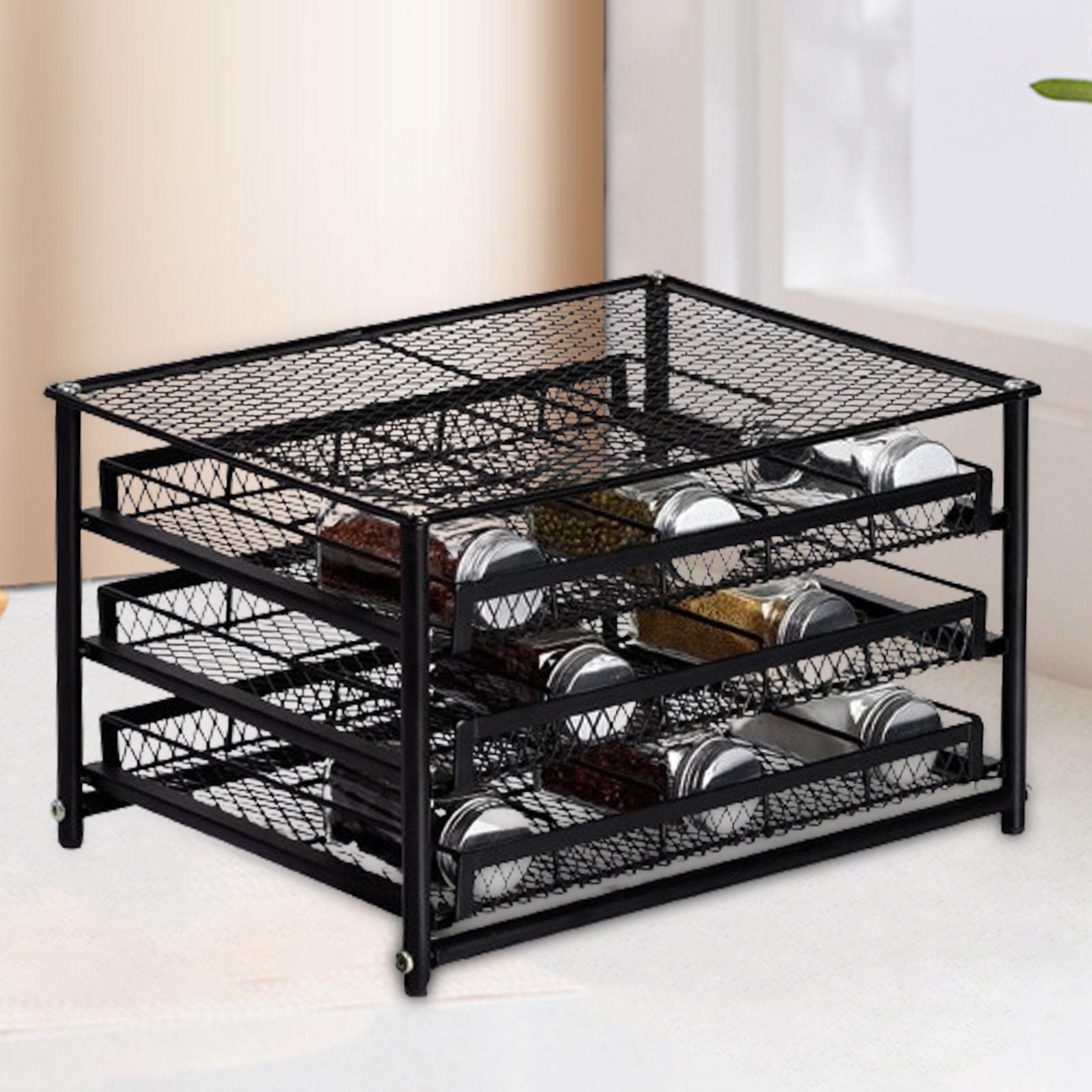 Kitchen Spice Rack 3 Layer Countertop Seasoning Organizer for Cafe Household