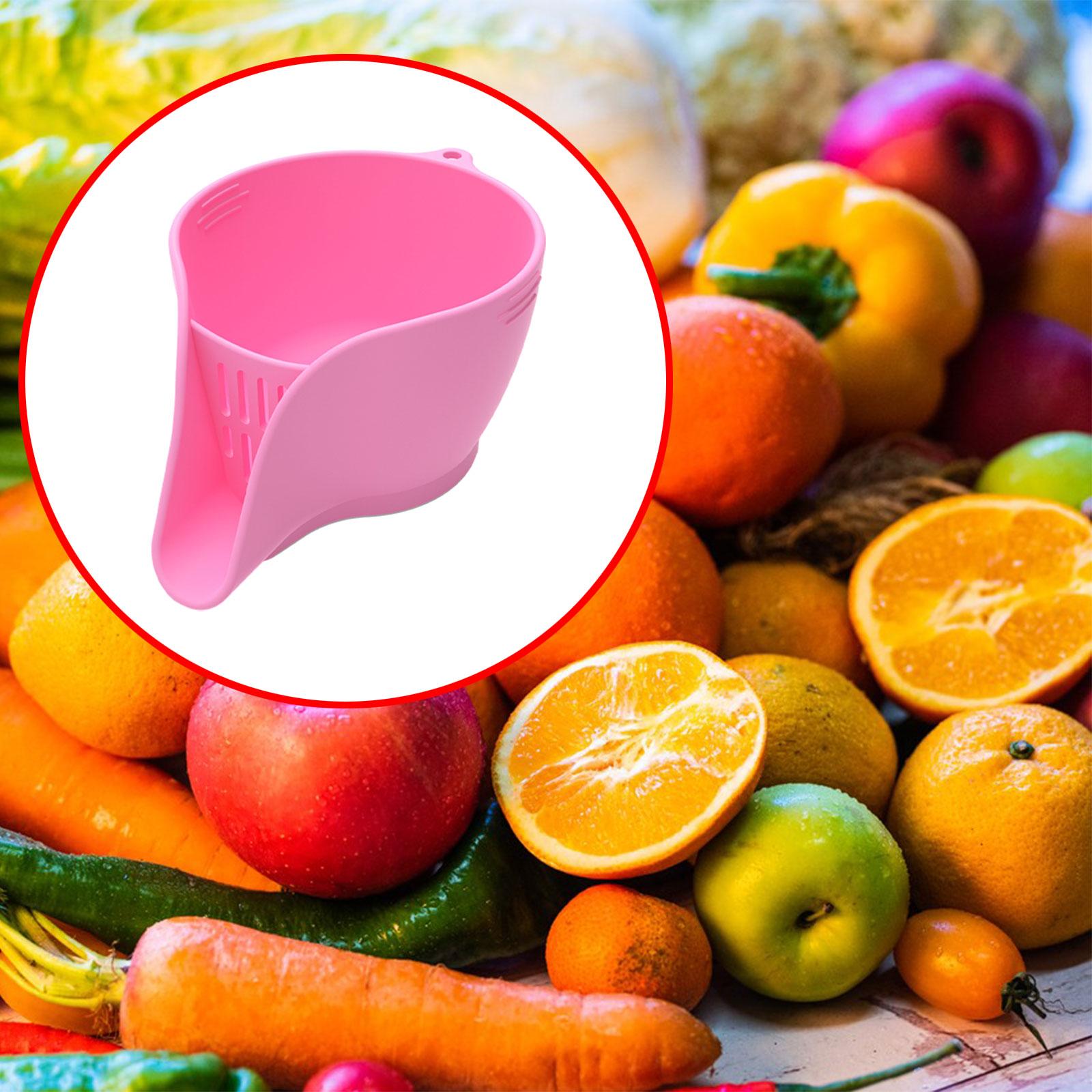 Multifunctional Drain Basket with Spout Drainer Food Basket Washing Colander red