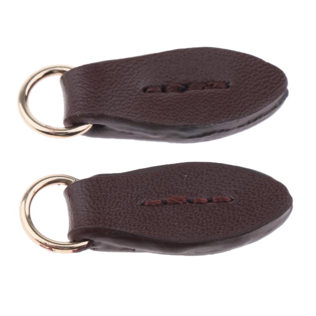 10x2Pcs Leather Zipper Puller Replacement Slider for Wallet Purse Bag Coffee
