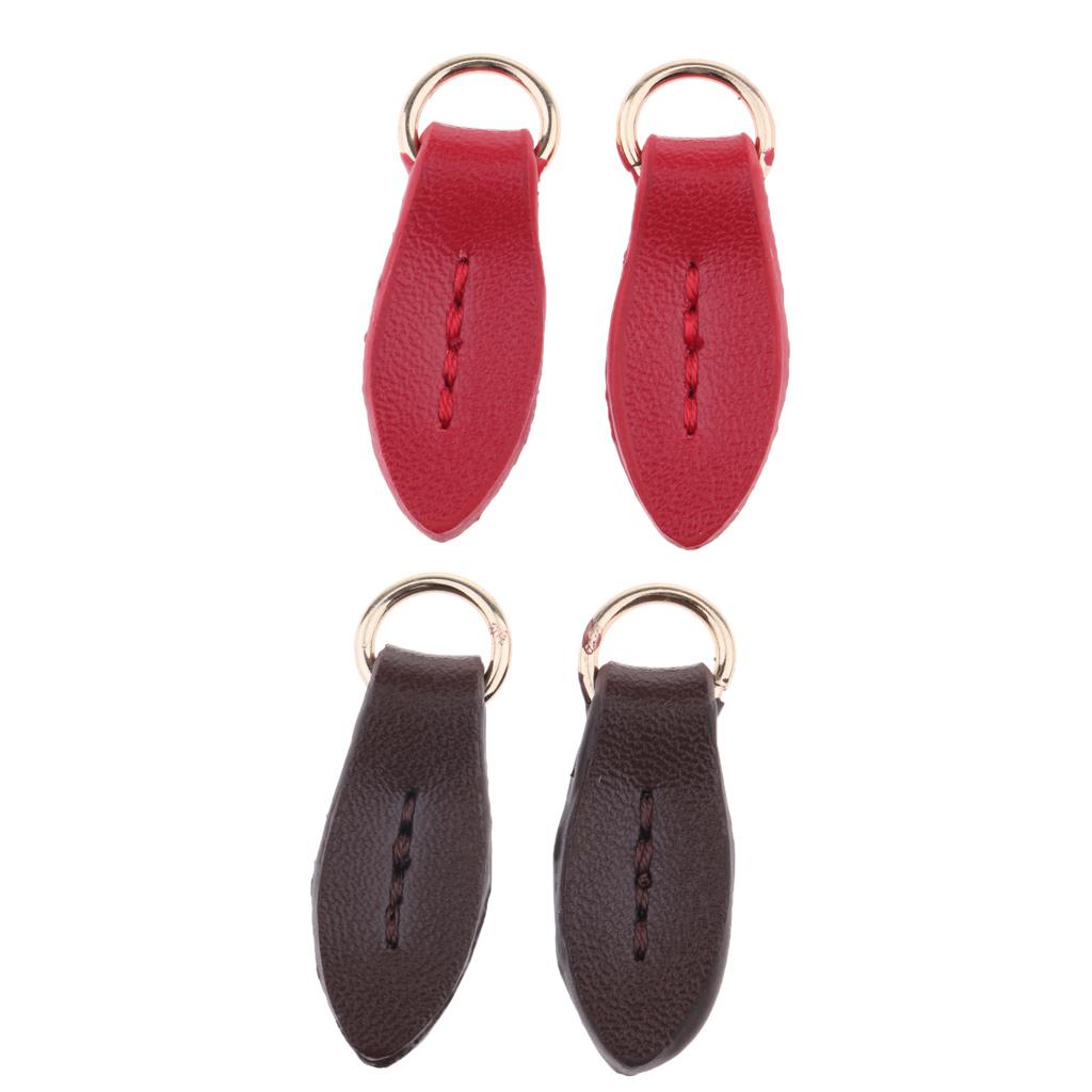 2Pcs Leather Zipper Puller Replacement Slider for Wallet Purse Bag Coffee