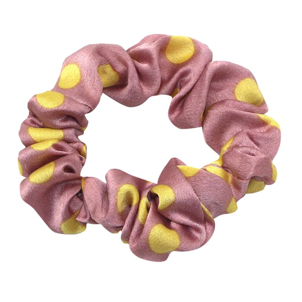 Fashion Dot Hair Scrunchies Hairband Women Elastic Ponytail Holder Pink