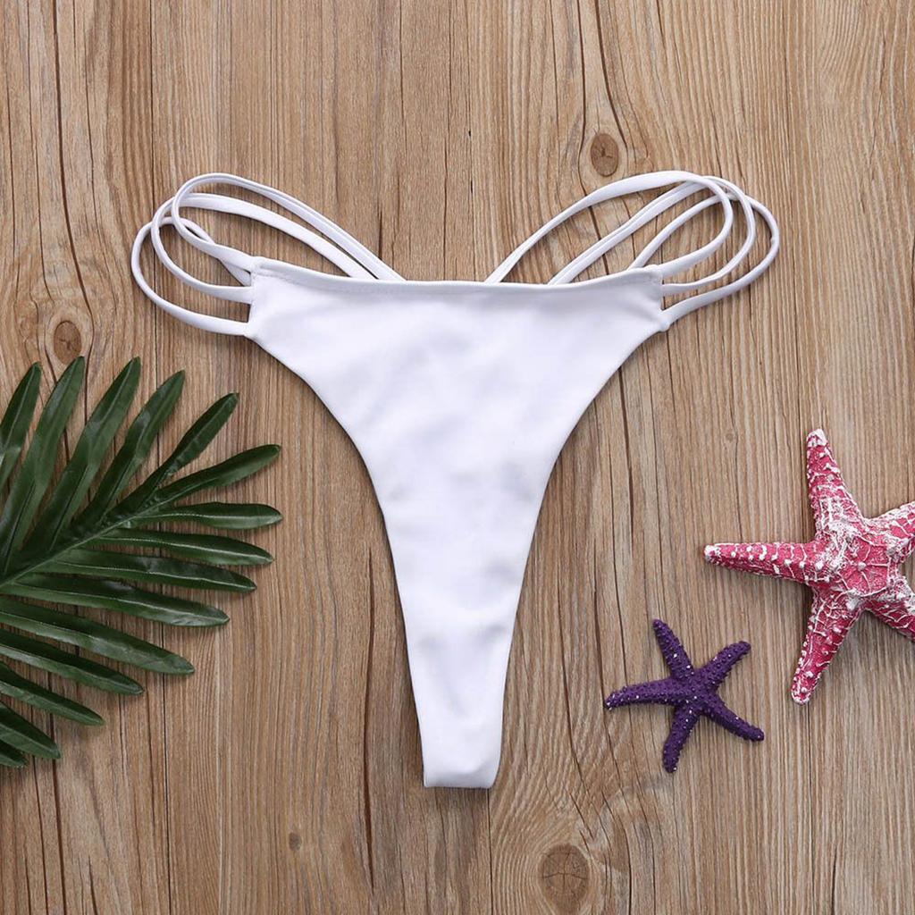 Ladies Hipster Strappy Bikini Panty Underwear G-string Thong Briefs White M