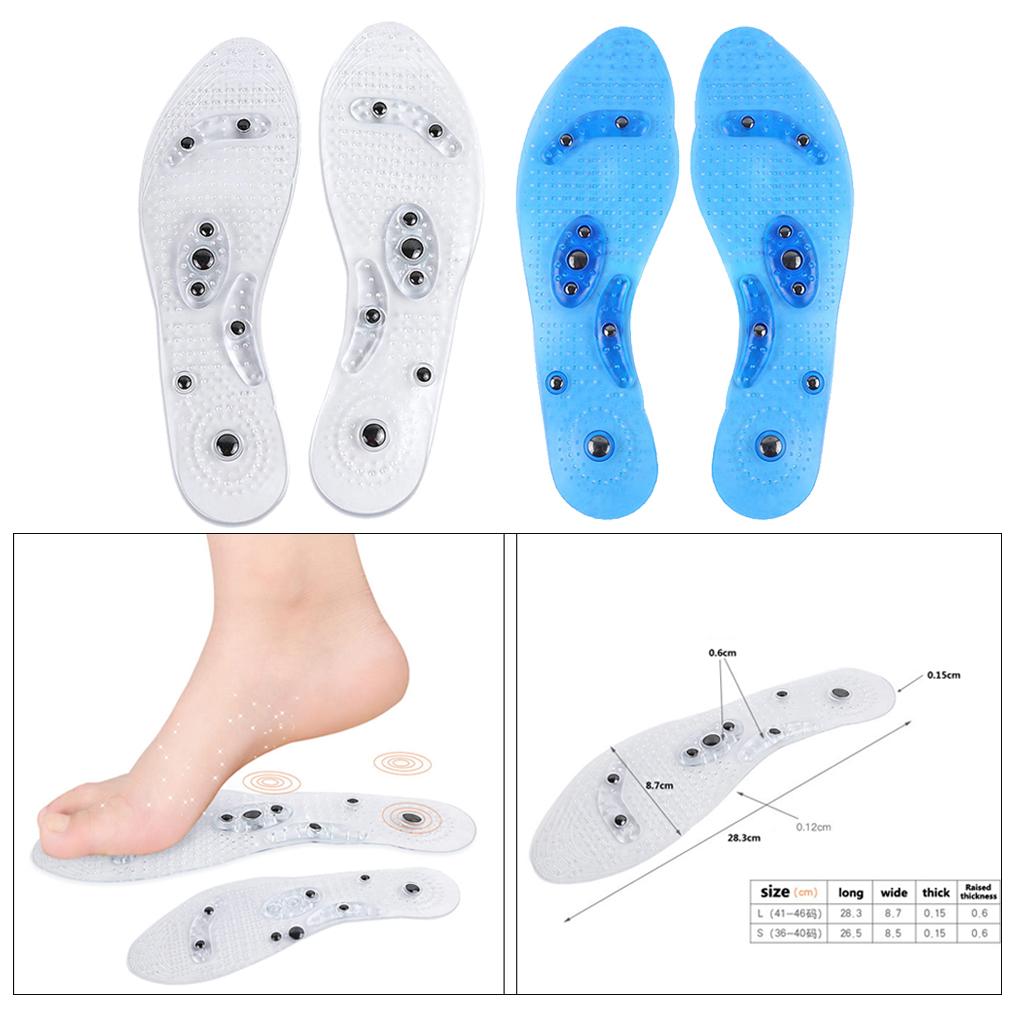 Acupressure Magnetic Therapy Insoles Breathable Shoe Insert Pads Clear S