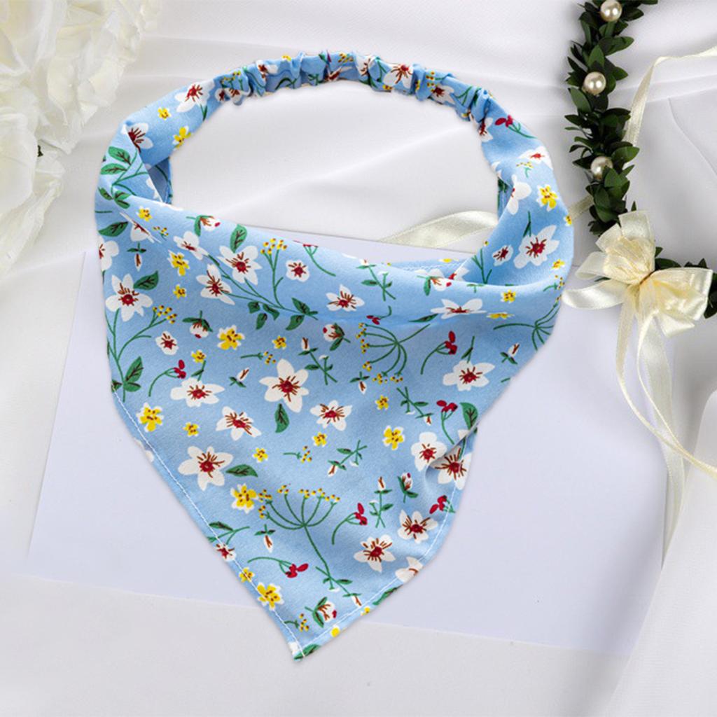 Women Bandana Elastic Soft Boho Hair Band Printed Hair Scarf Gifts Blue